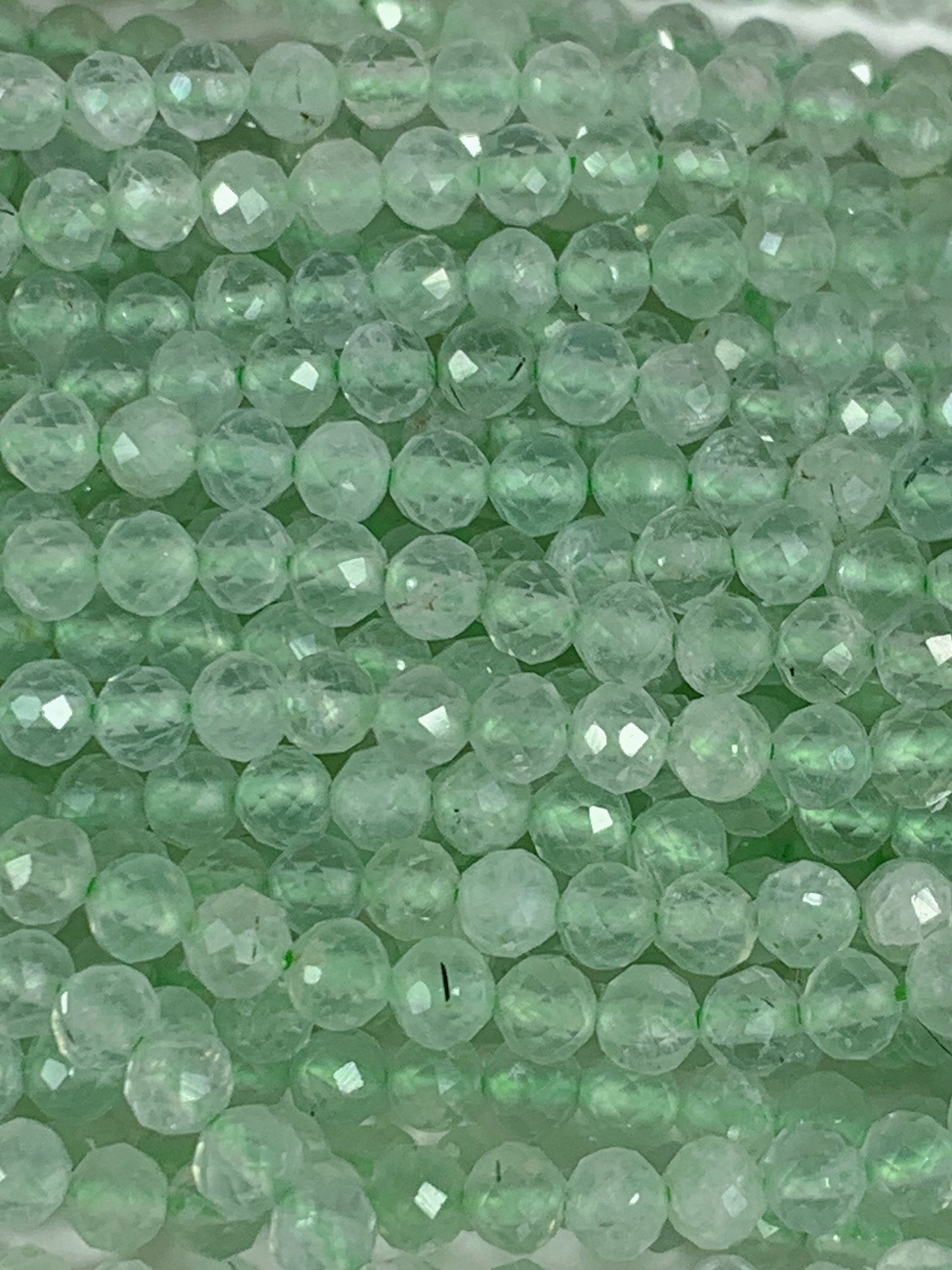Faceted Green Prehnite Beads: Natural Gemstone Strand (2mm 3mm 4mm)