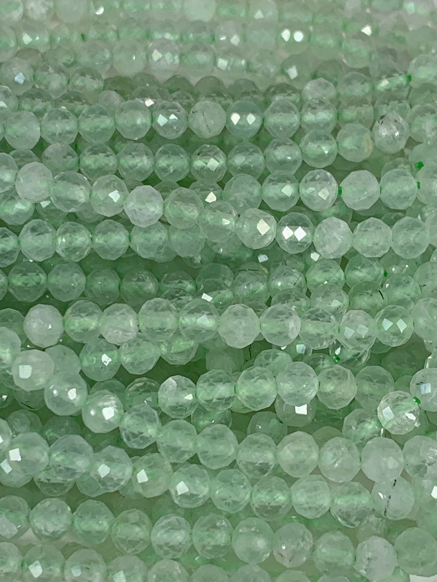 Faceted Green Prehnite Beads: Natural Gemstone Strand (2mm 3mm 4mm)