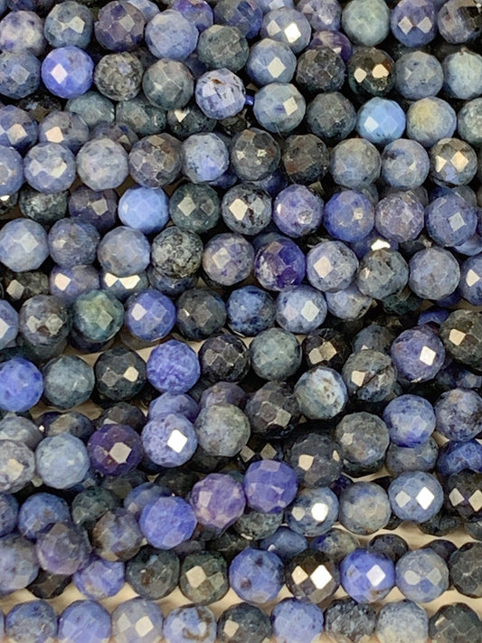 Genuine Natural Africa Blue Jasper Faceted Round Beads 15.5" Strand 2mm 3mm 4mm