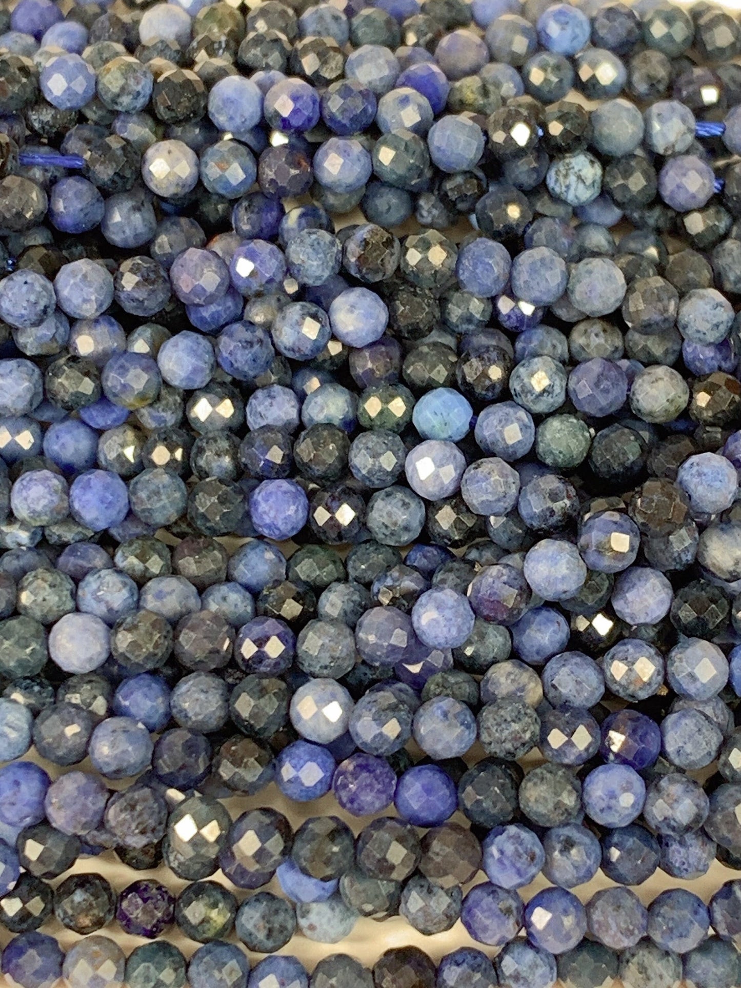 Genuine Natural Africa Blue Jasper Faceted Round Beads 15.5" Strand 2mm 3mm 4mm