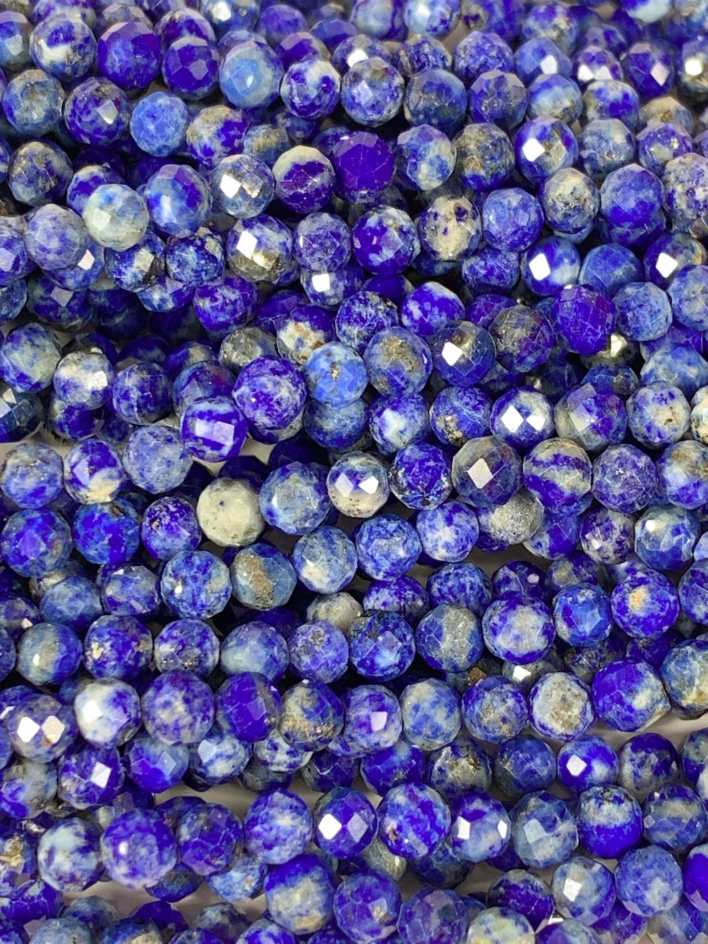 Genuine Natural Blue Lapis Lazuli Faceted Round Beads 15.5" Strand 2mm 3mm 4mm