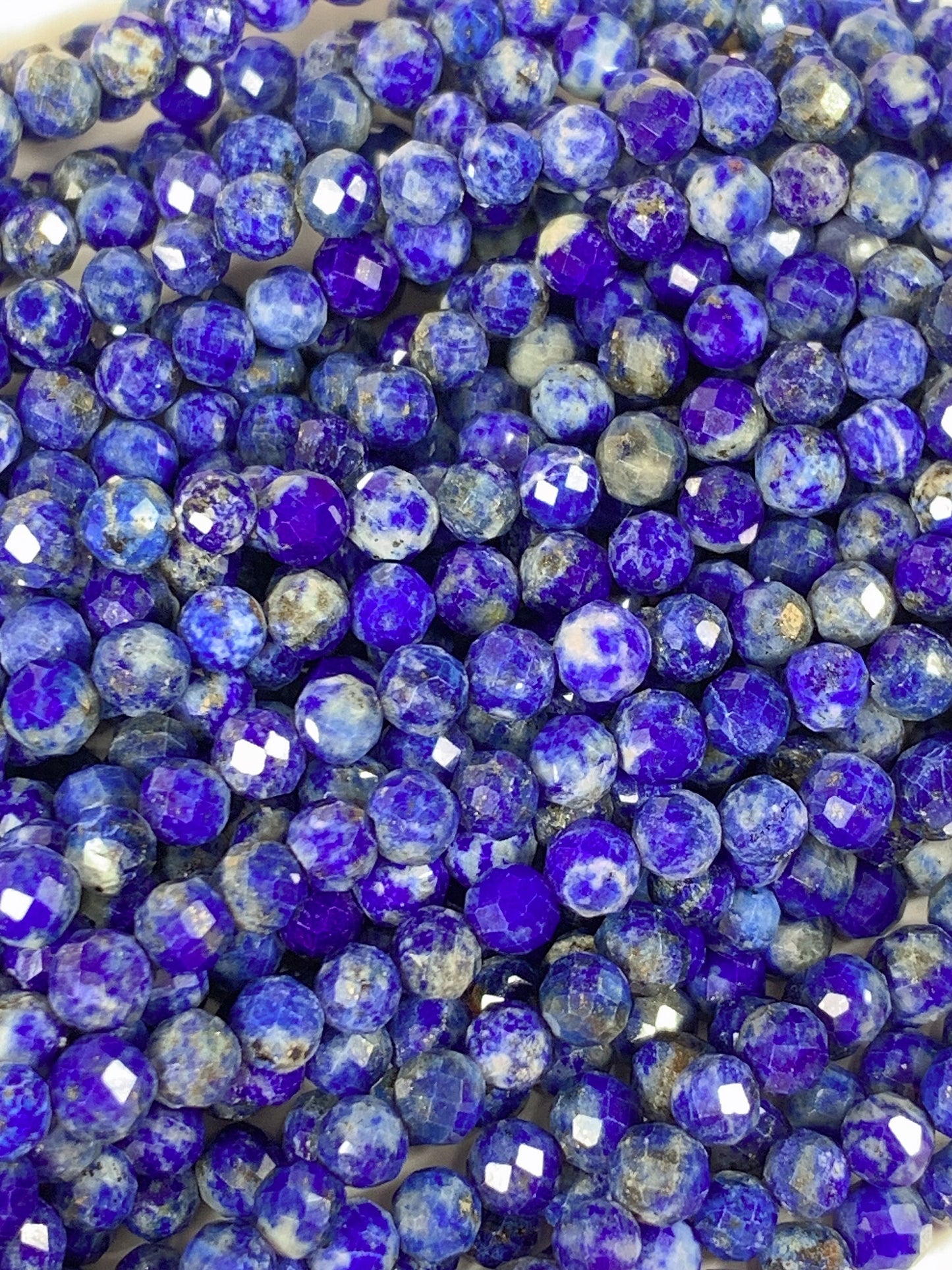 Genuine Natural Blue Lapis Lazuli Faceted Round Beads 15.5" Strand 2mm 3mm 4mm