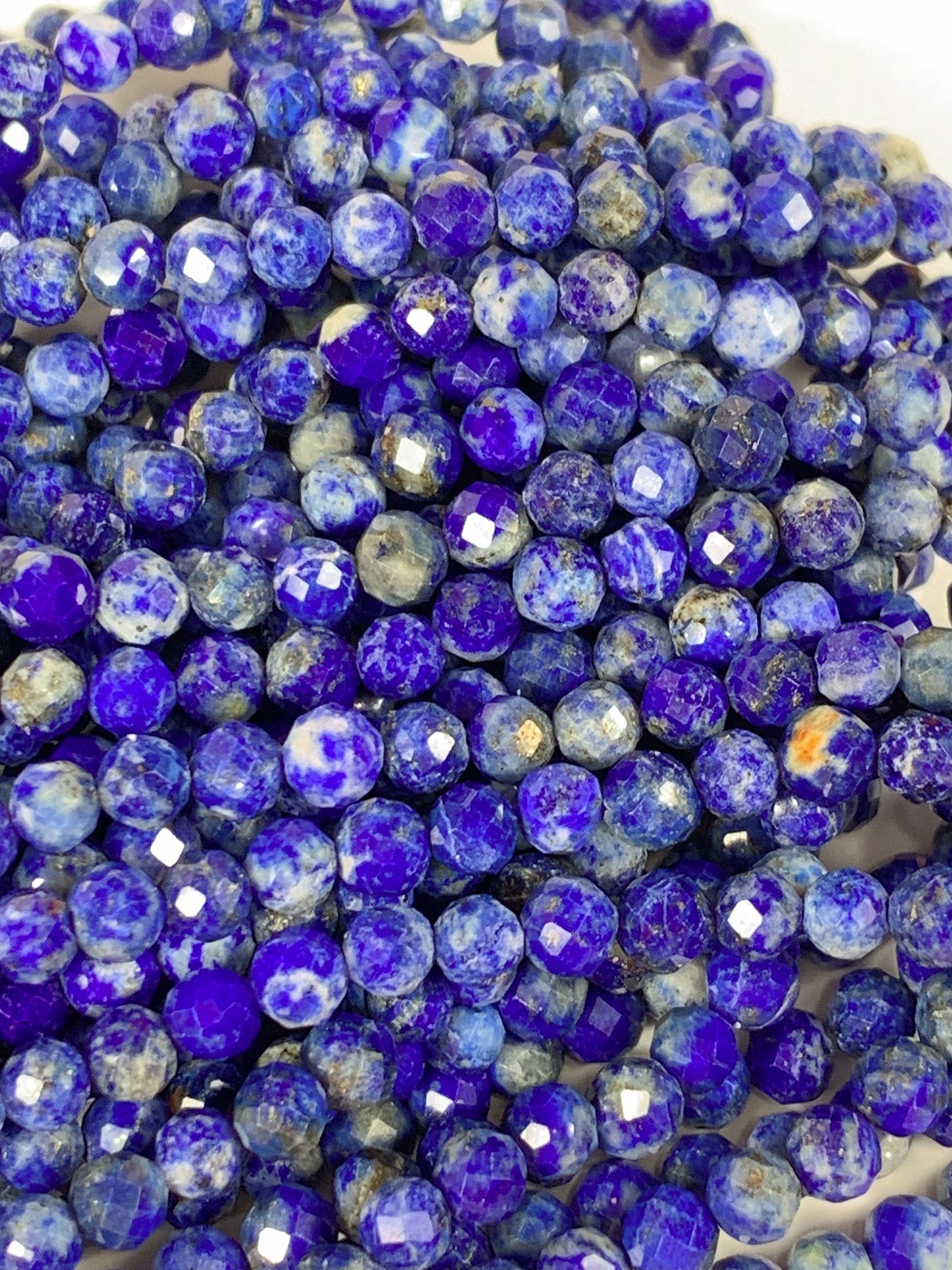 Genuine Natural Blue Lapis Lazuli Faceted Round Beads 15.5" Strand 2mm 3mm 4mm