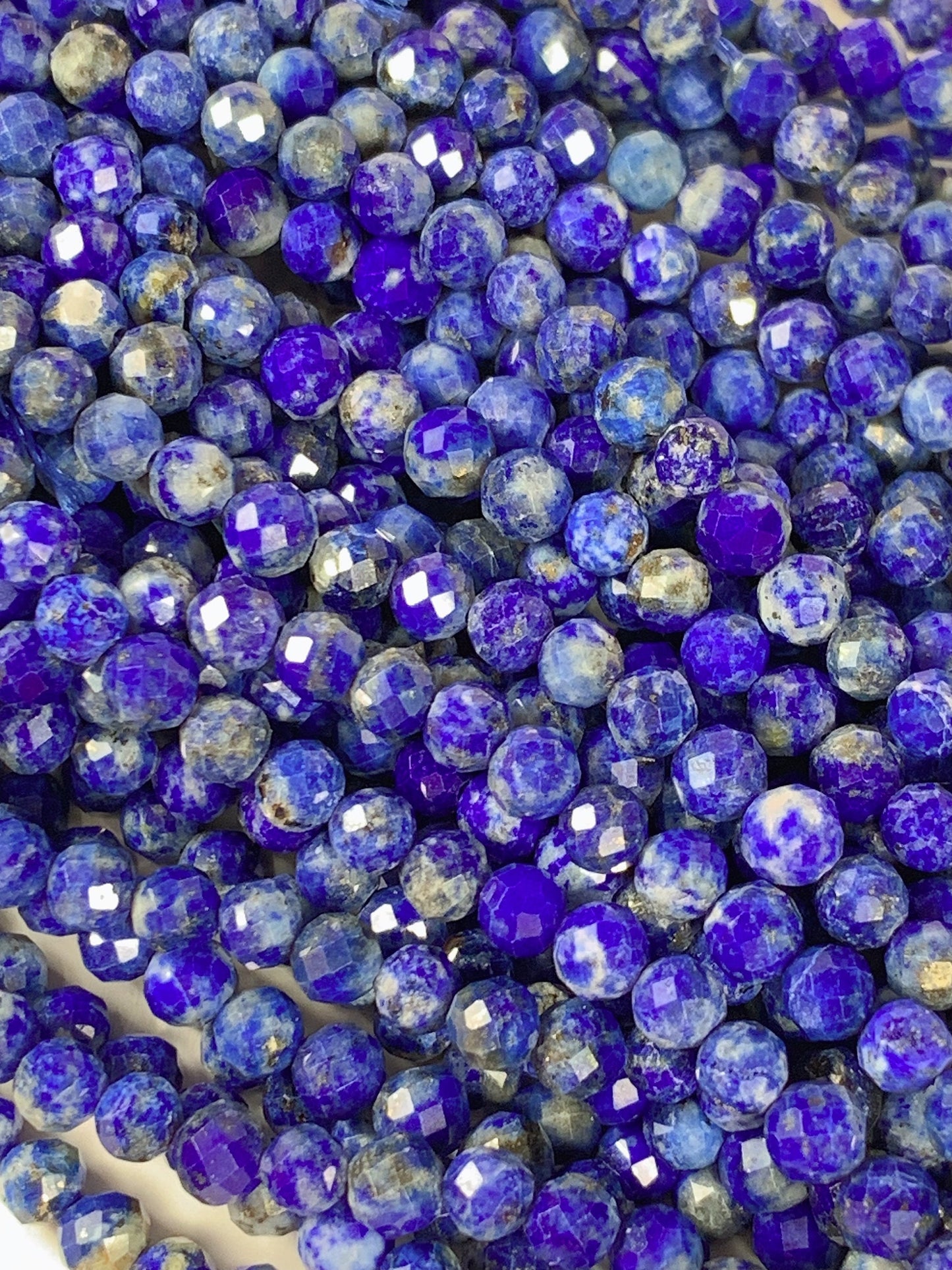 Genuine Natural Blue Lapis Lazuli Faceted Round Beads 15.5" Strand 2mm 3mm 4mm