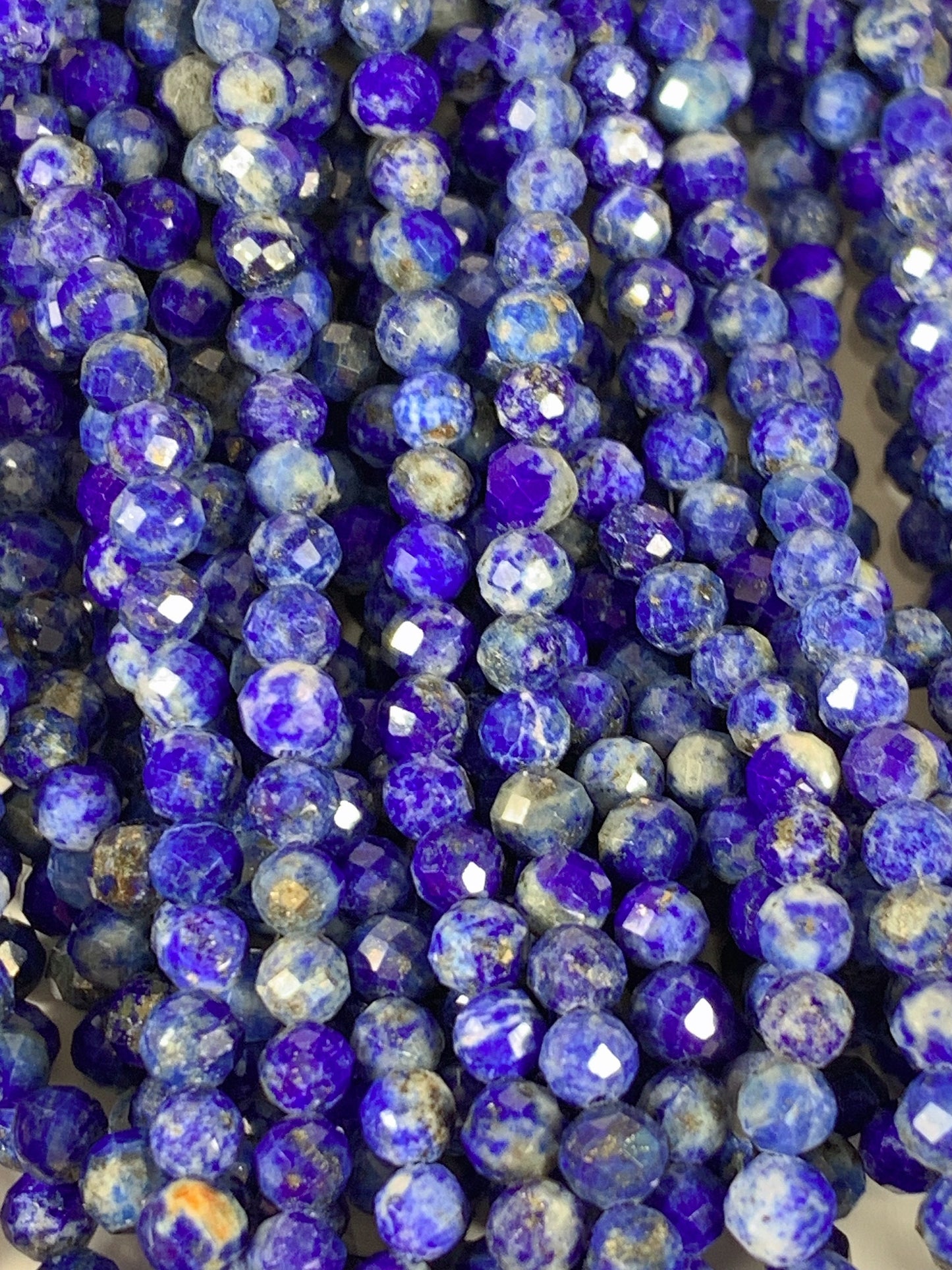 Genuine Natural Blue Lapis Lazuli Faceted Round Beads 15.5" Strand 2mm 3mm 4mm