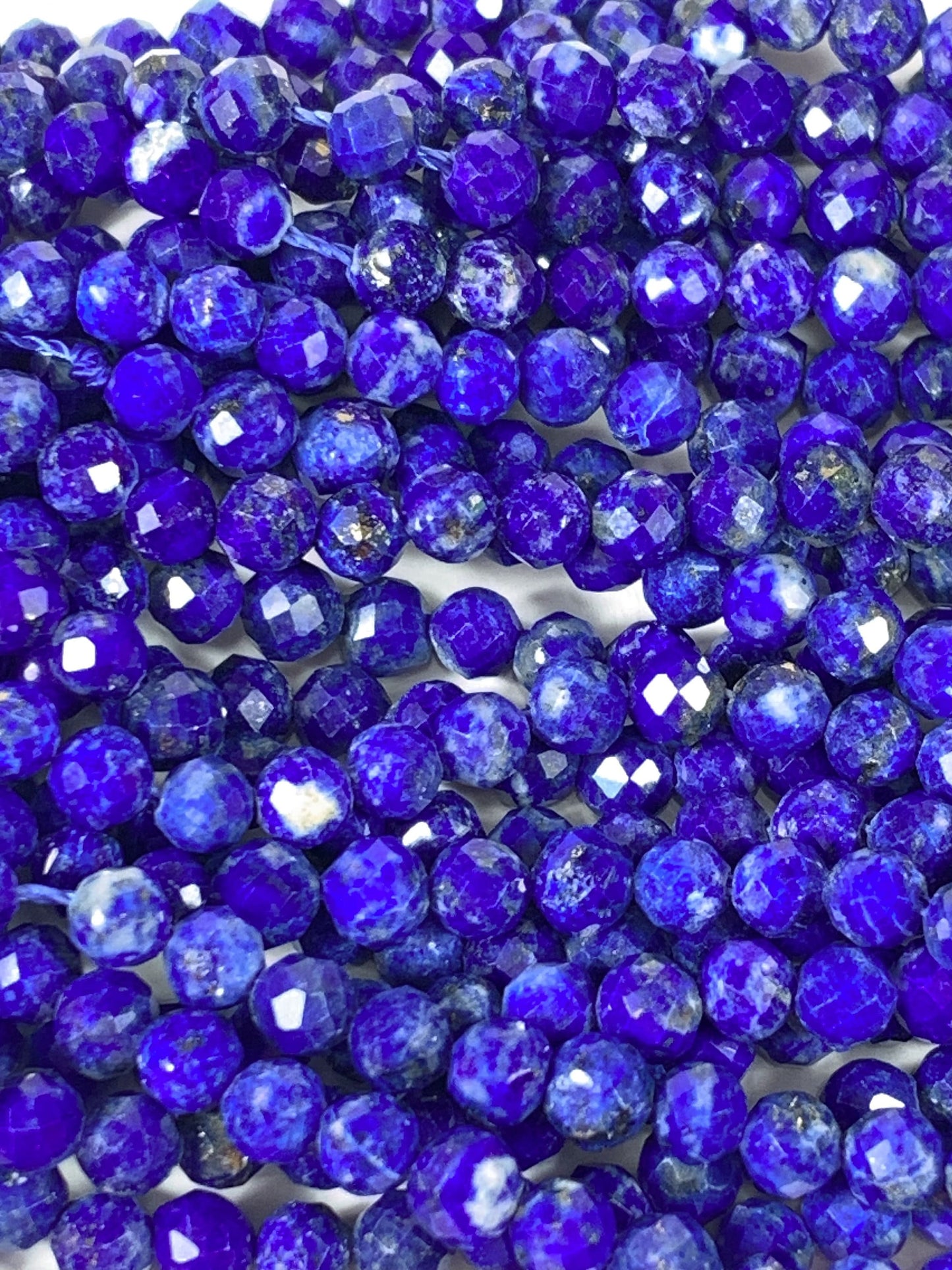 Genuine Natural Hyacinth Blue Lapis Lazuli Faceted Round Beads 15.5" Strand 2mm 3mm 4mm