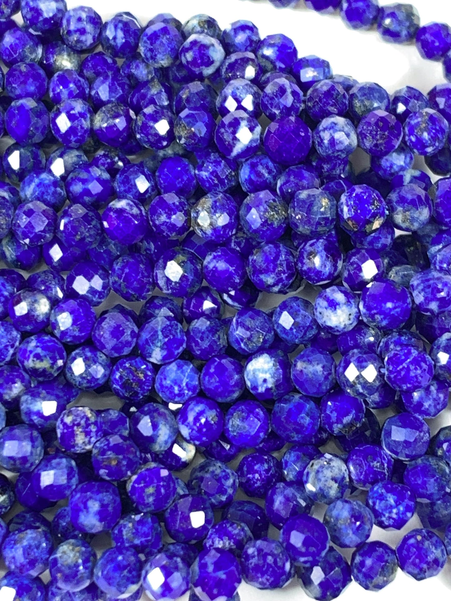 Genuine Natural Hyacinth Blue Lapis Lazuli Faceted Round Beads 15.5" Strand 2mm 3mm 4mm