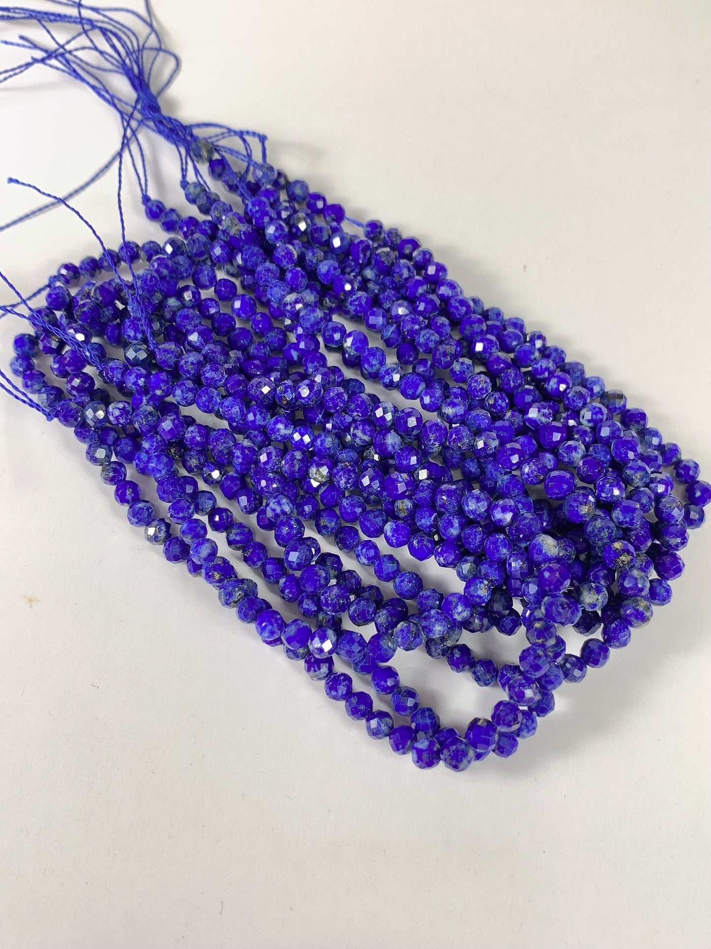Genuine Natural Hyacinth Blue Lapis Lazuli Faceted Round Beads 15.5" Strand 2mm 3mm 4mm