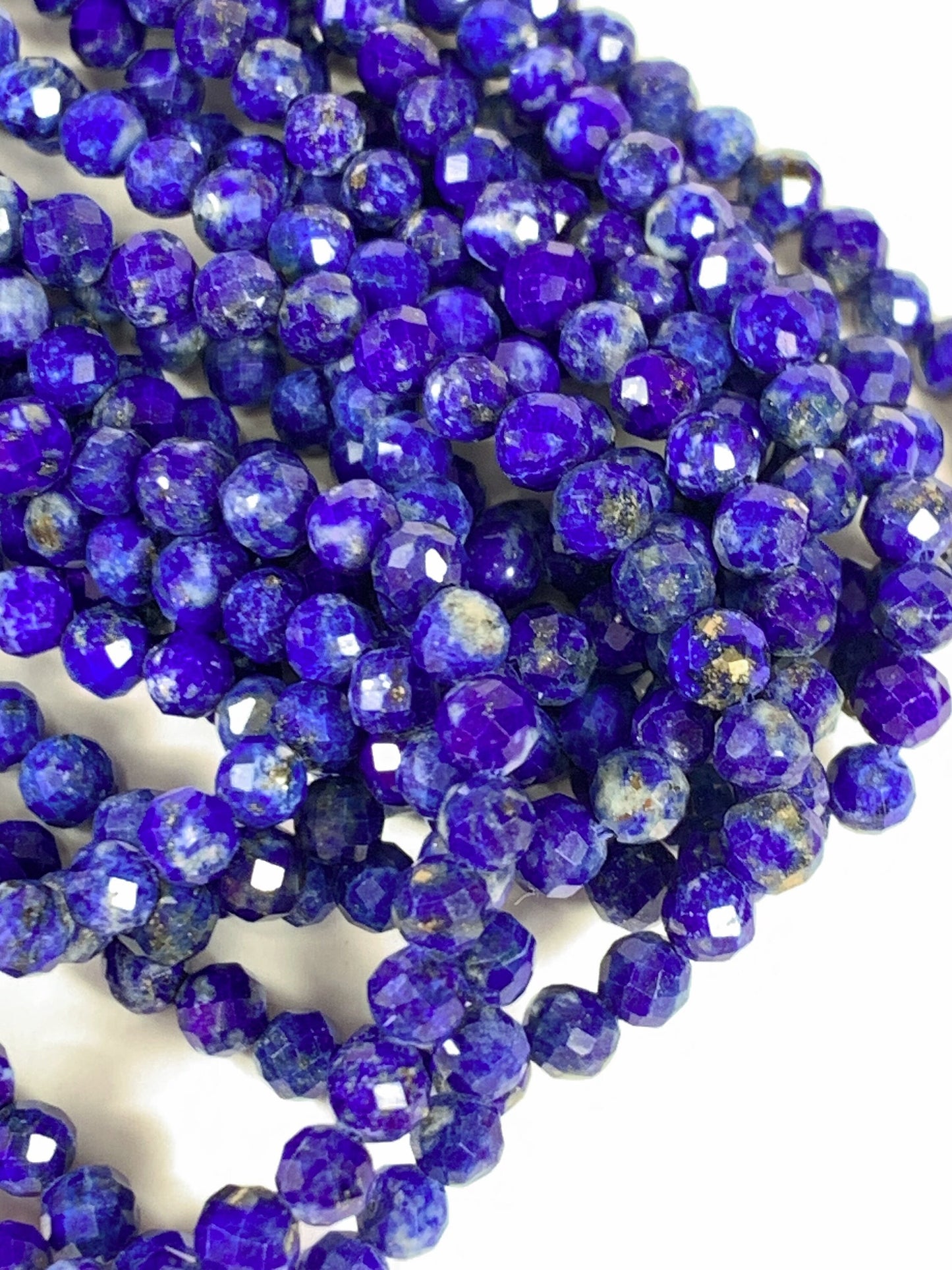 Genuine Natural Hyacinth Blue Lapis Lazuli Faceted Round Beads 15.5" Strand 2mm 3mm 4mm