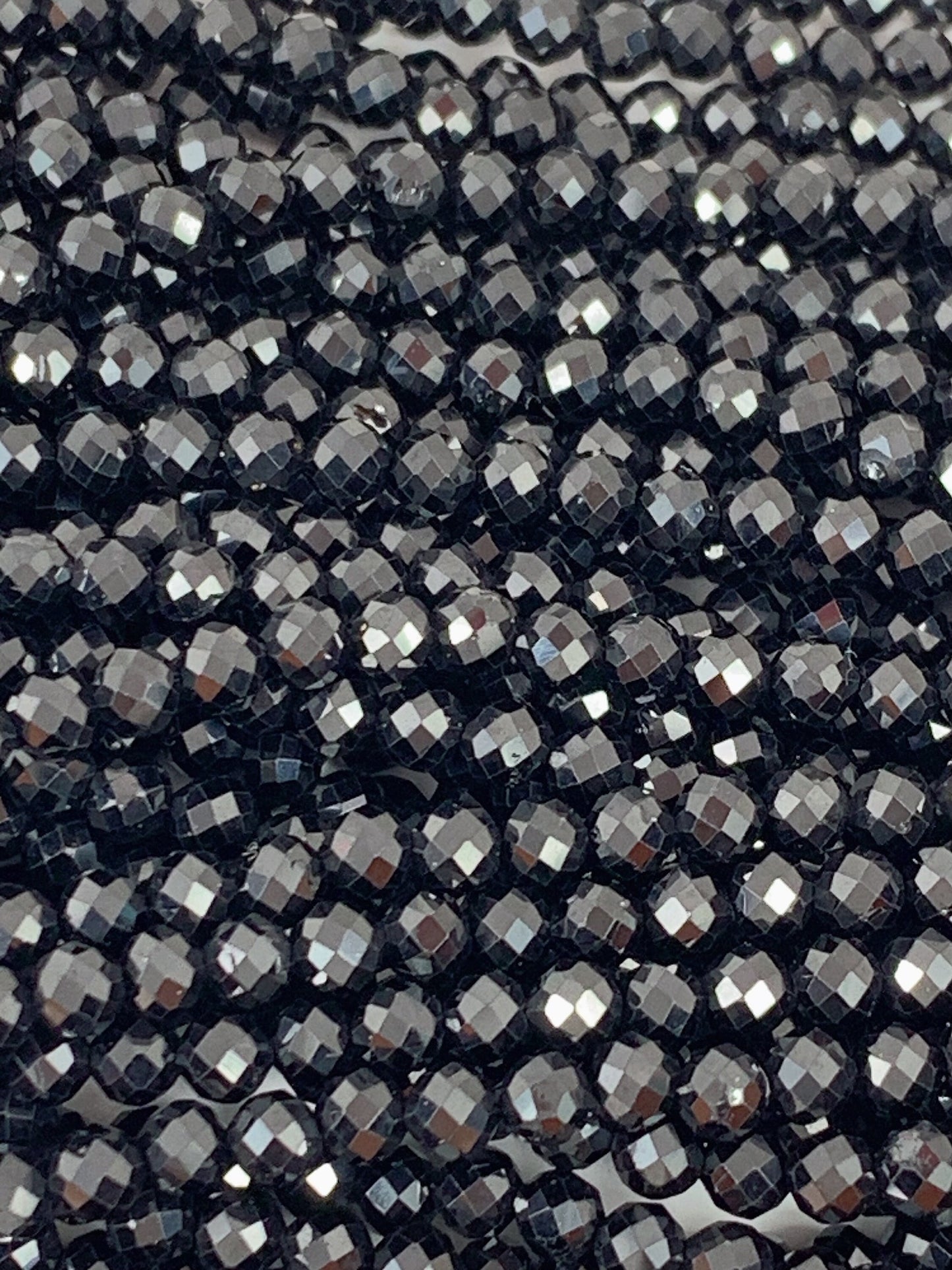 AAA Black Spinel Faceted Round Beads: 2-4mm, 15.5" Strand