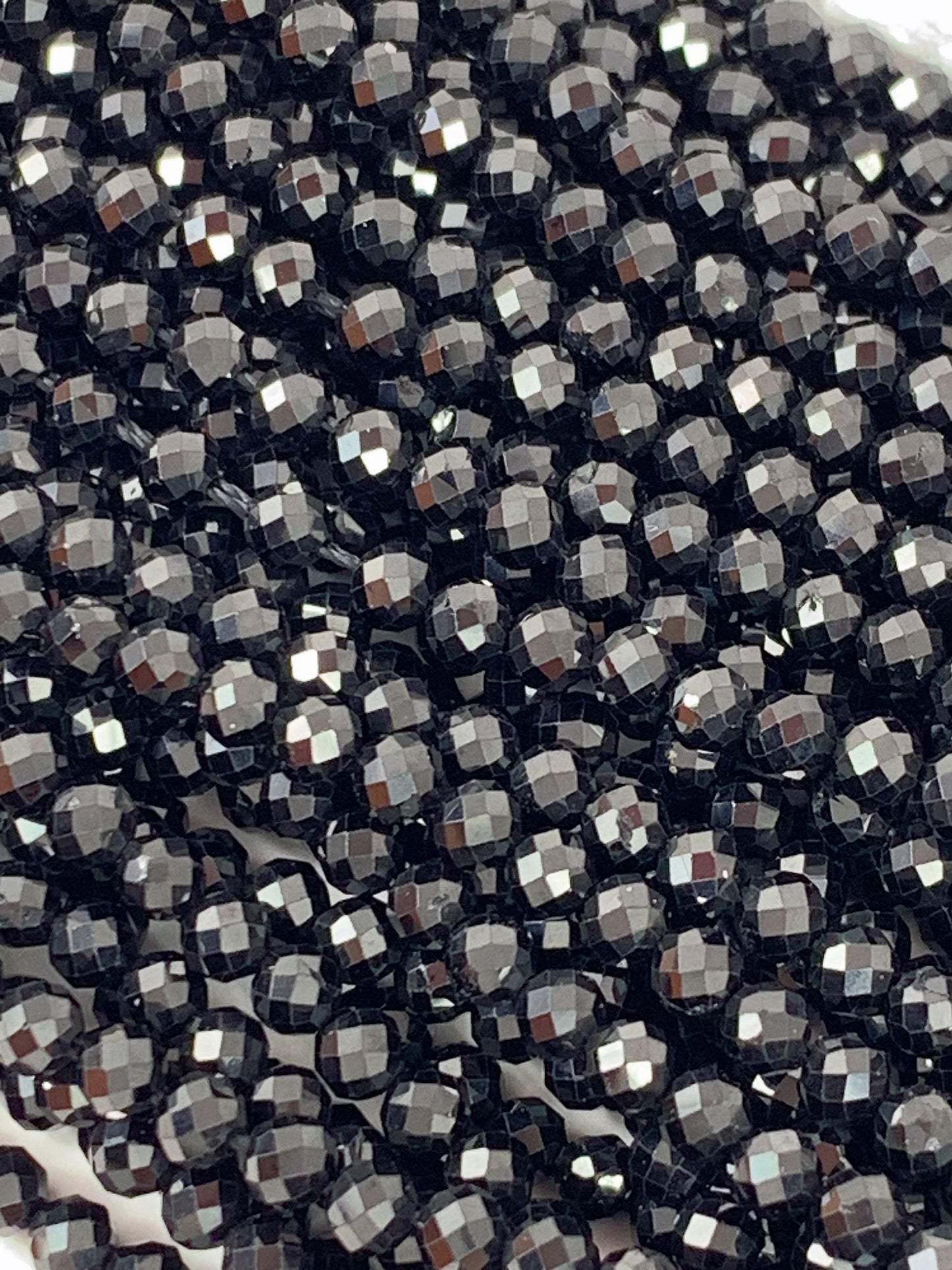 AAA Black Spinel Faceted Round Beads: 2-4mm, 15.5" Strand