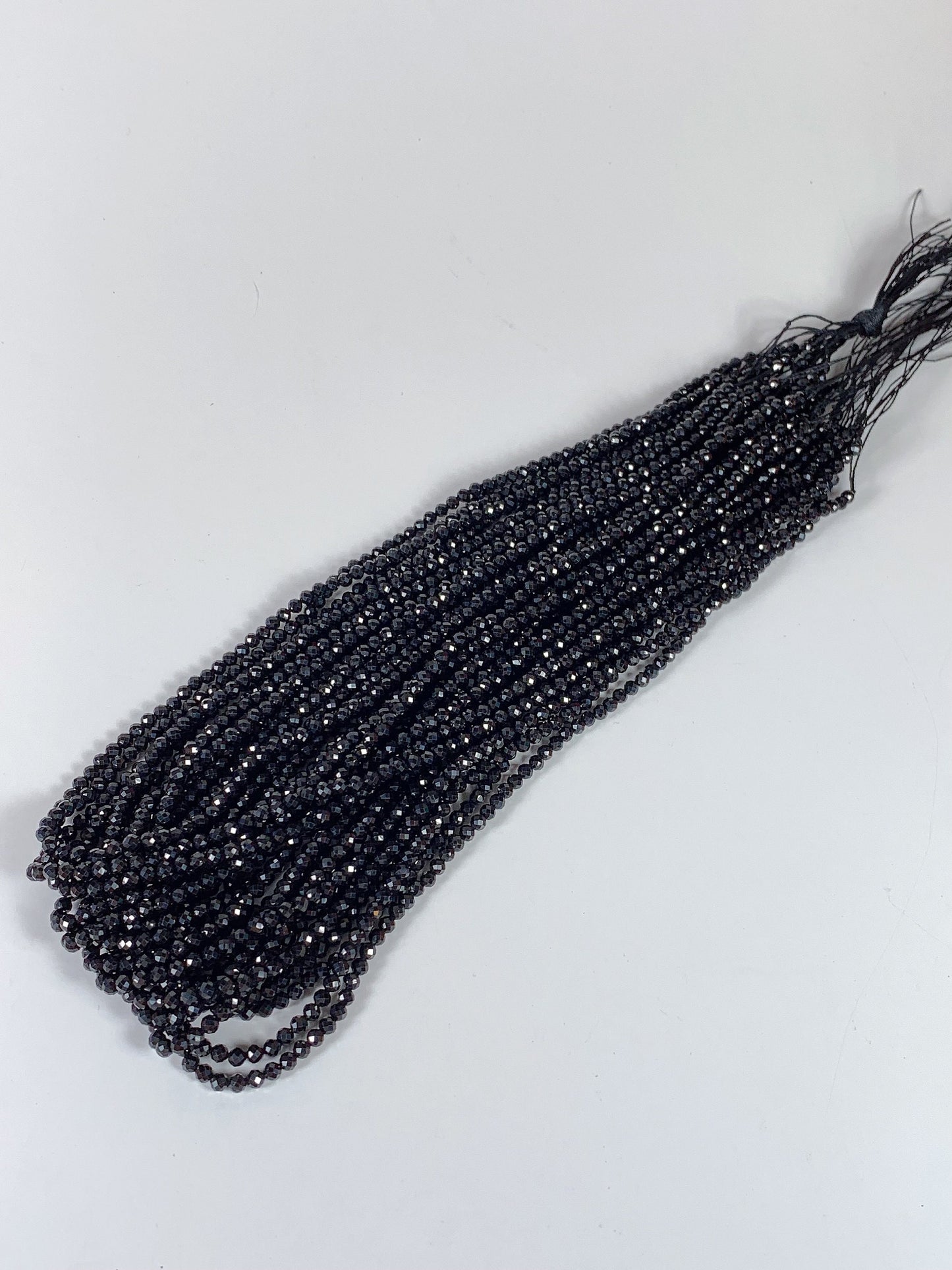 AAA Black Spinel Faceted Round Beads: 2-4mm, 15.5" Strand