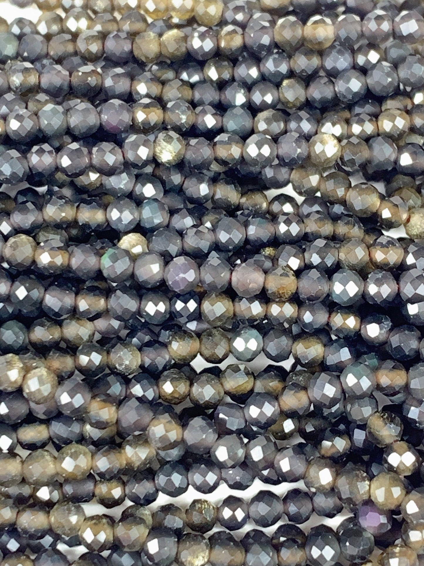 Grade AAA Genuine Natural Gold Obsidian  Faceted Round Beads 15.5" Strand 2mm 3mm 4mm
