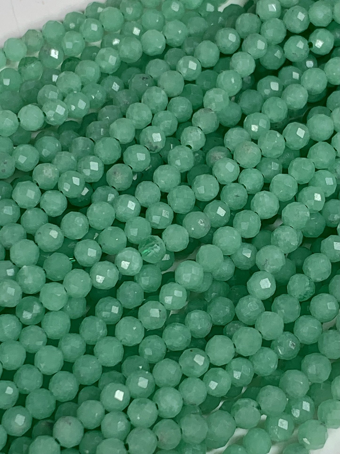 Grade AAA Genuine Natural Green Jade Faceted Round Beads 15.5" Strand 2mm 3mm 4mm