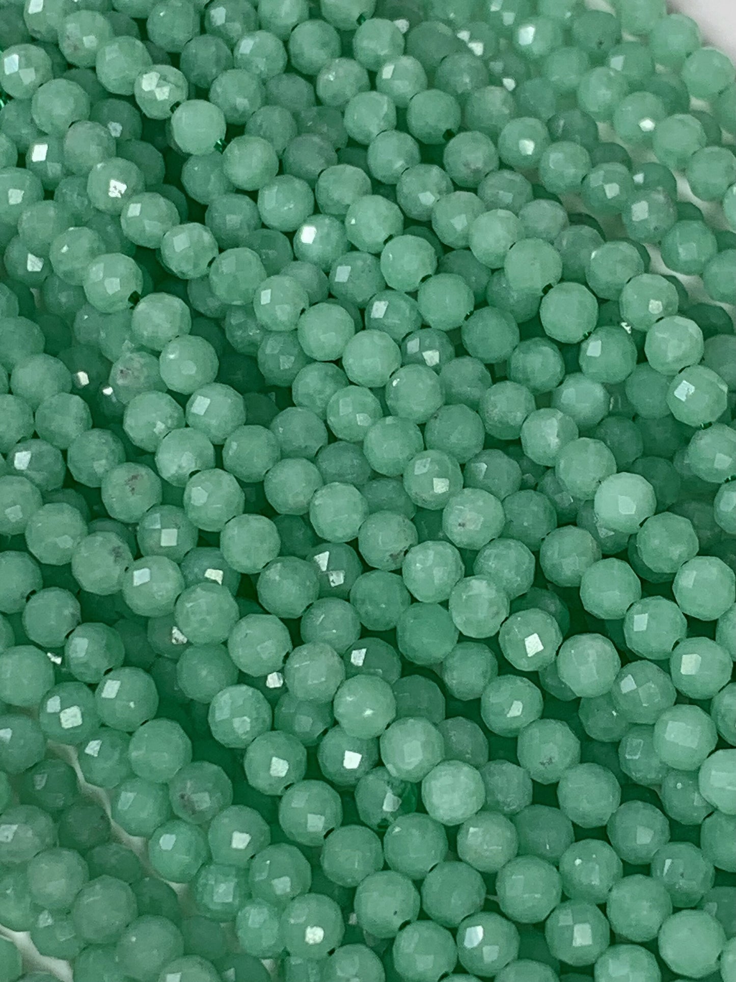 Grade AAA Genuine Natural Green Jade Faceted Round Beads 15.5" Strand 2mm 3mm 4mm