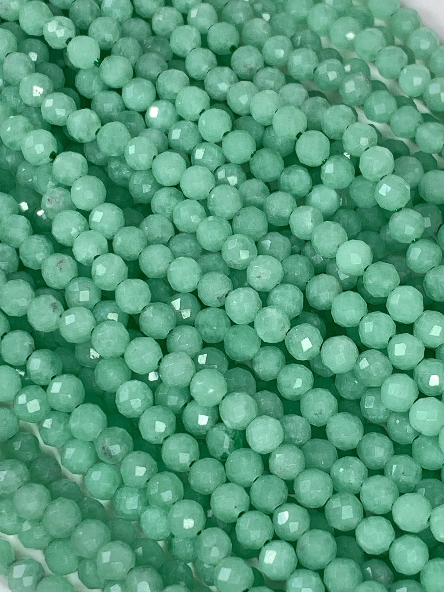 Grade AAA Genuine Natural Green Jade Faceted Round Beads 15.5" Strand 2mm 3mm 4mm