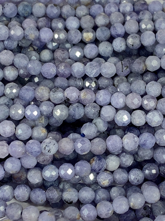 Genuine Natural Blue Tanzanite Faceted Round Beads 15.5" Strand 2mm 3mm 4mm