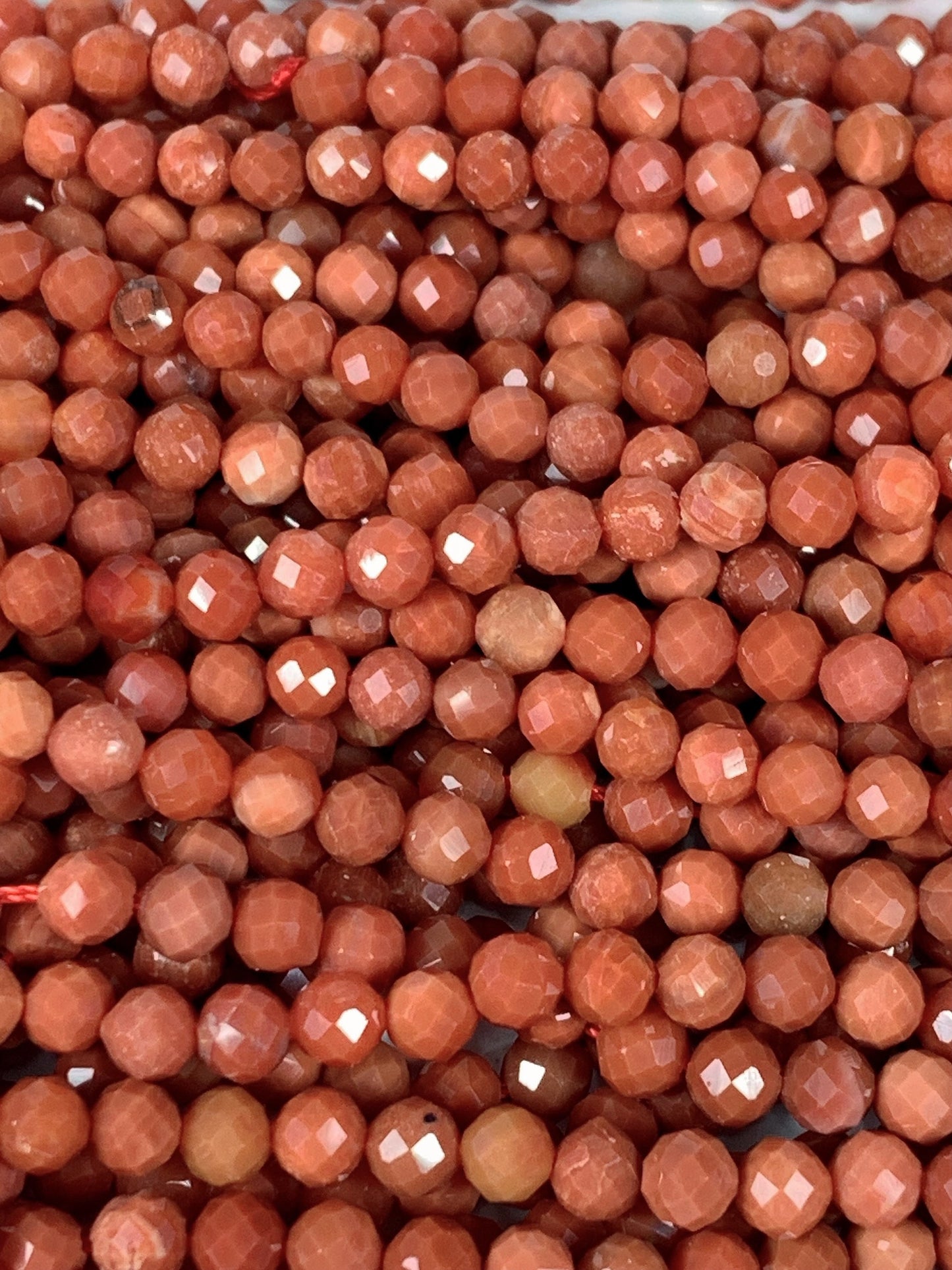 AAA Natural Cream Red NanHong Agate Faceted Round Beads Gemstone Strand 15.5