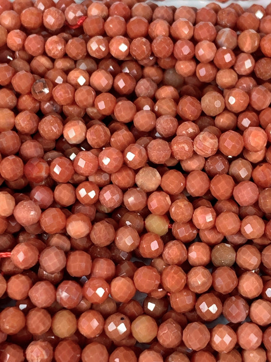 AAA Natural Cream Red NanHong Agate Faceted Round Beads Gemstone Strand 15.5