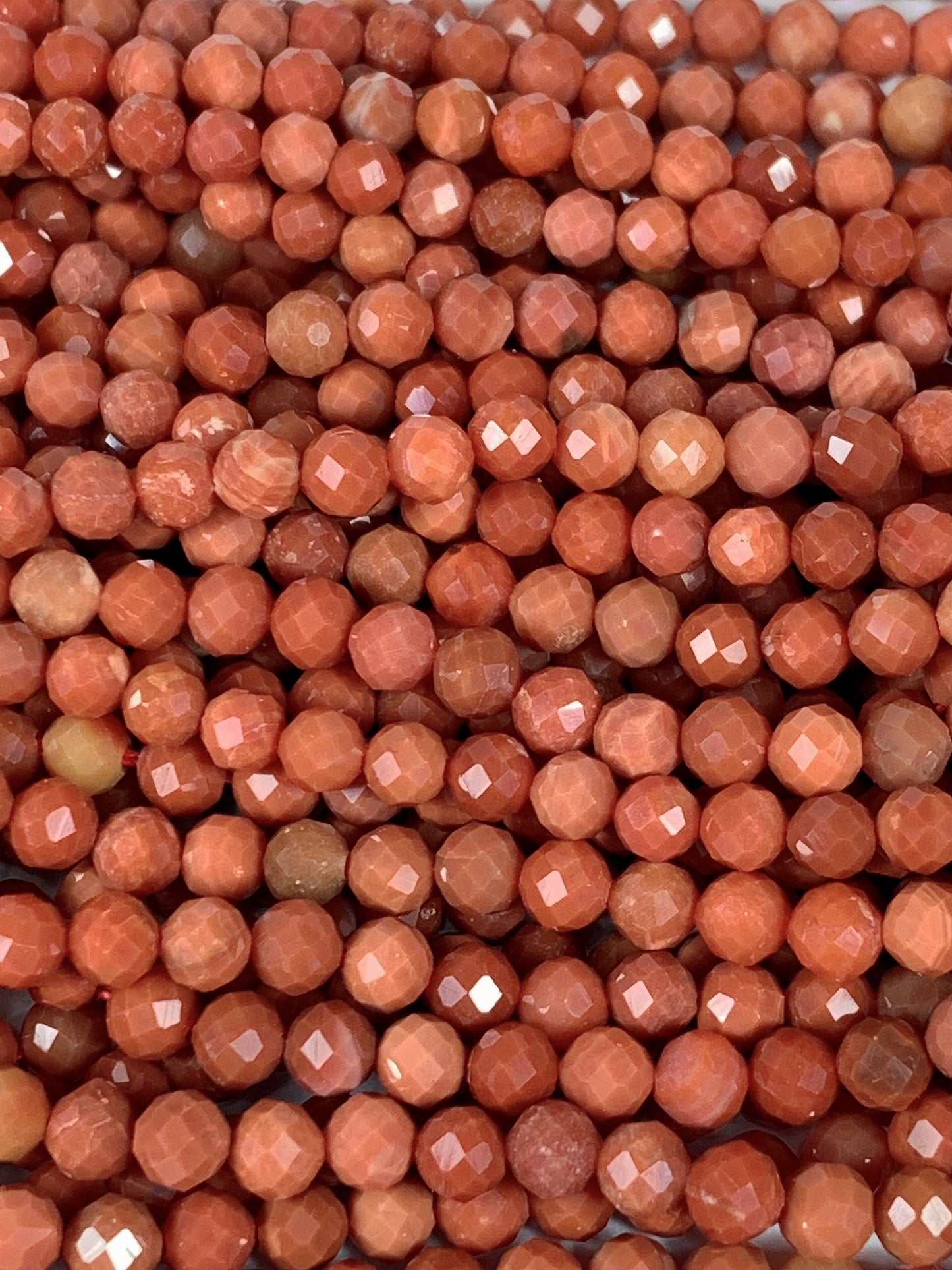 AAA Natural Cream Red NanHong Agate Faceted Round Beads Gemstone Strand 15.5