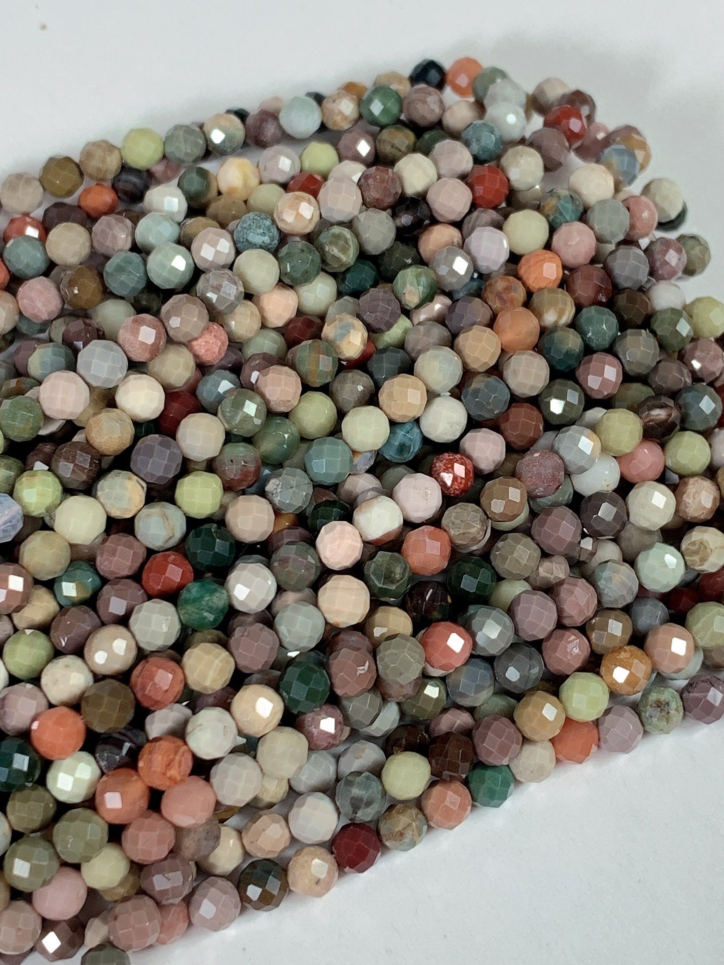 Rainbow Agate Faceted Round Beads: Natural Alashan Gemstone Strand