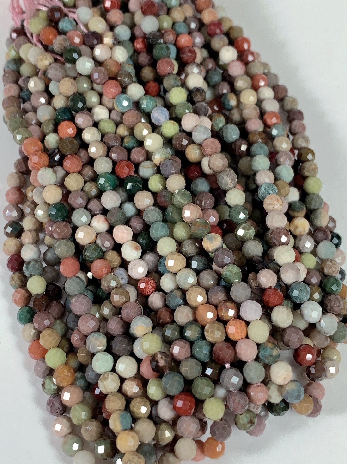Rainbow Agate Faceted Round Beads: Natural Alashan Gemstone Strand