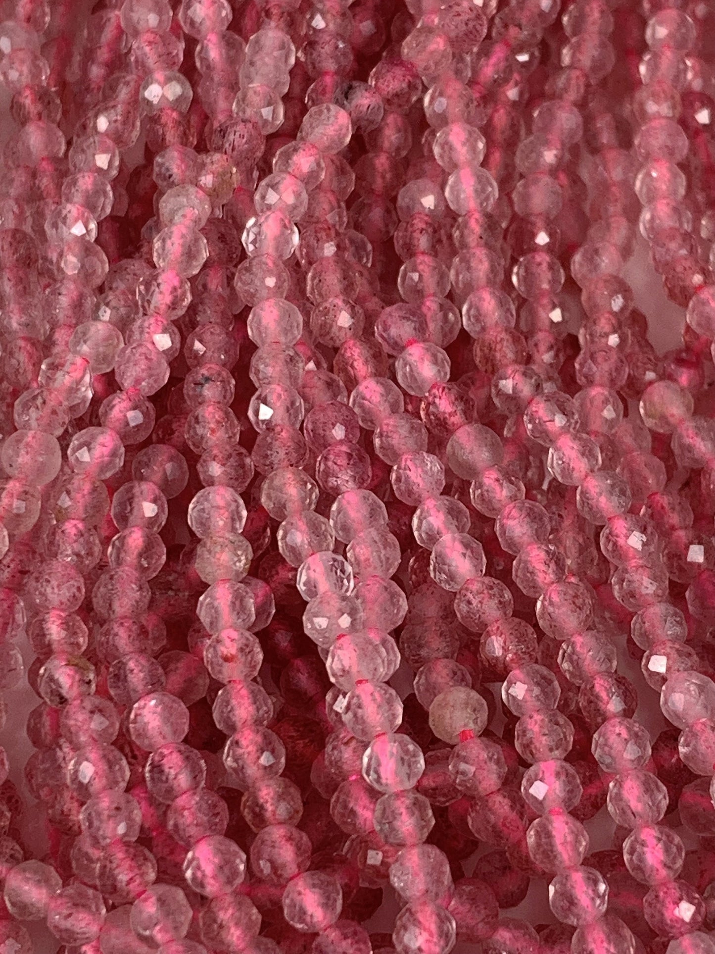 Grade AAA Genuine Natural Red Strawberry Faceted Round Beads 15.5" Strand 2mm 3mm 4mm