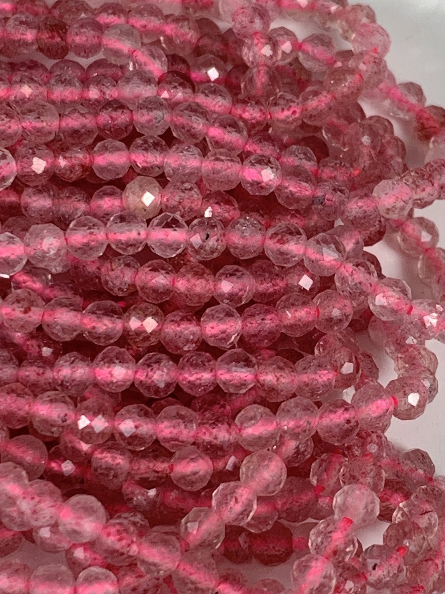 Grade AAA Genuine Natural Red Strawberry Faceted Round Beads 15.5" Strand 2mm 3mm 4mm