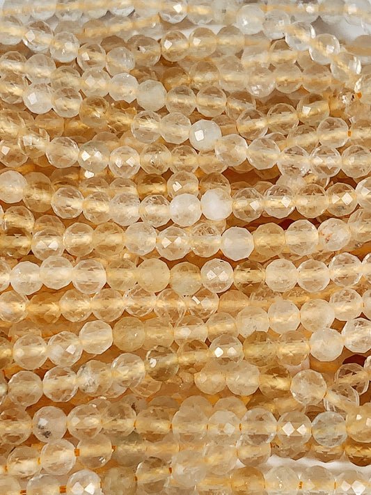 Genuine Natural Yellow Citrine Faceted Round Beads 15.5" Strand 2mm 3mm 4mm