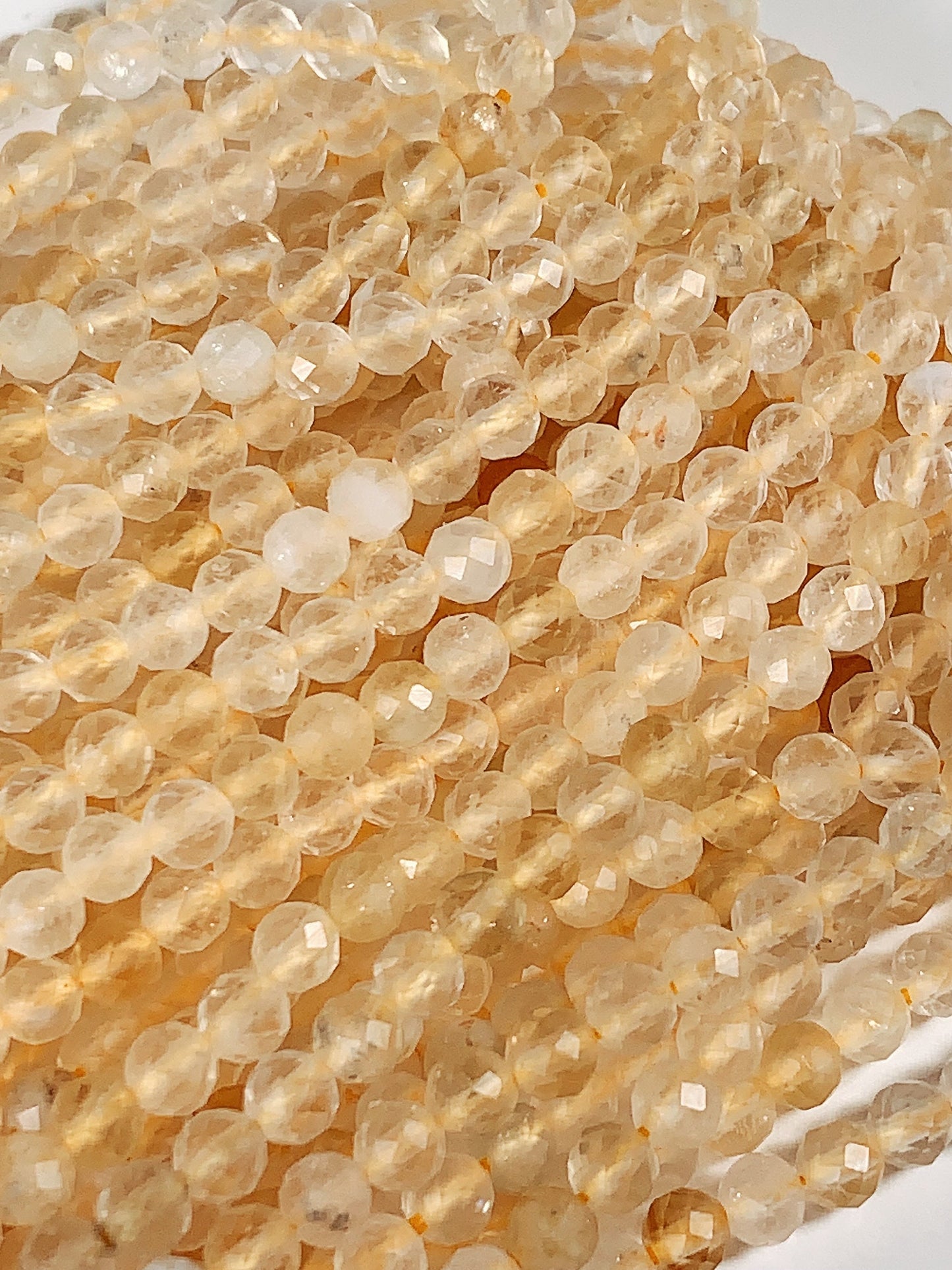 Genuine Natural Yellow Citrine Faceted Round Beads 15.5" Strand 2mm 3mm 4mm