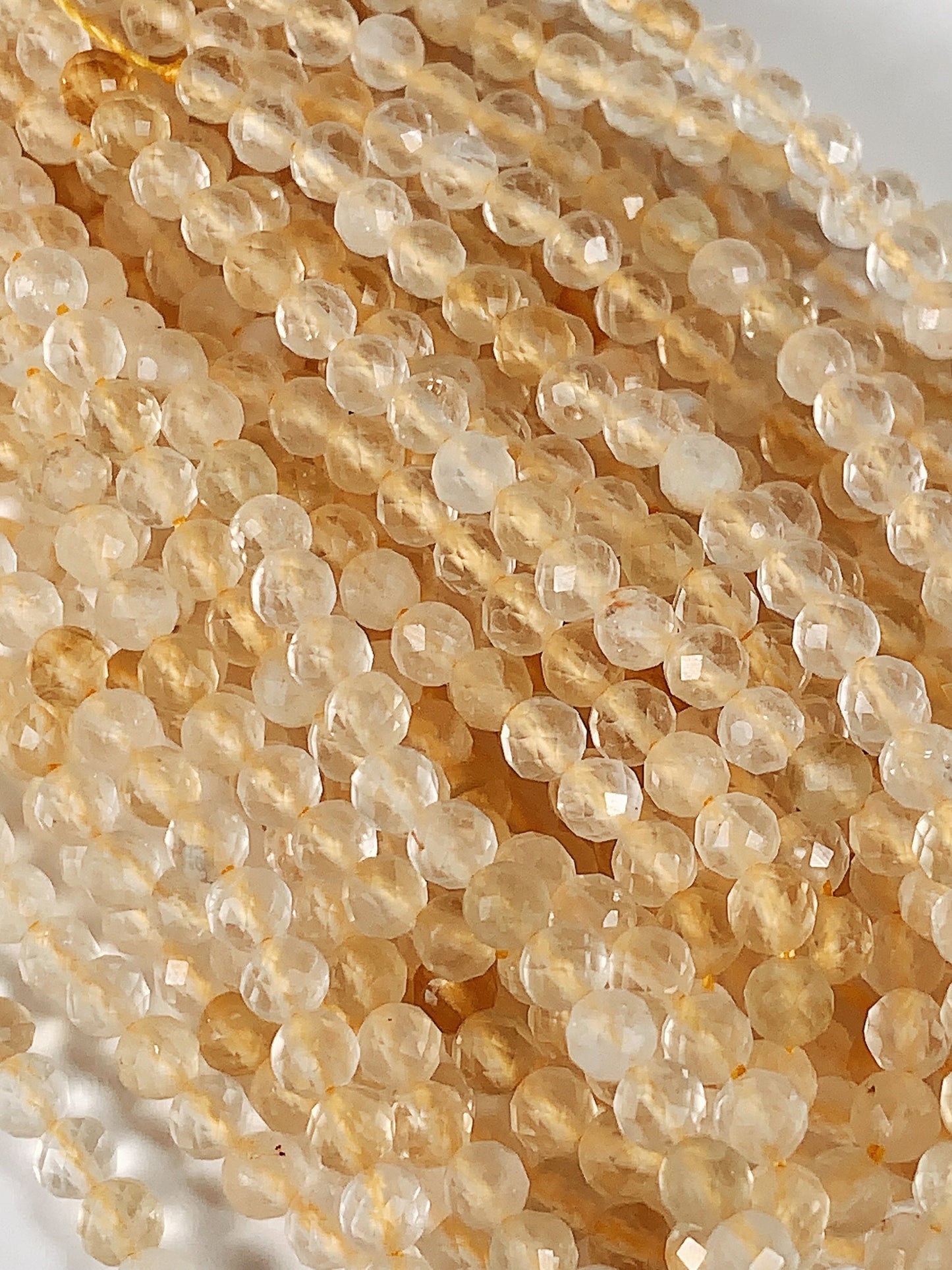 Genuine Natural Yellow Citrine Faceted Round Beads 15.5" Strand 2mm 3mm 4mm
