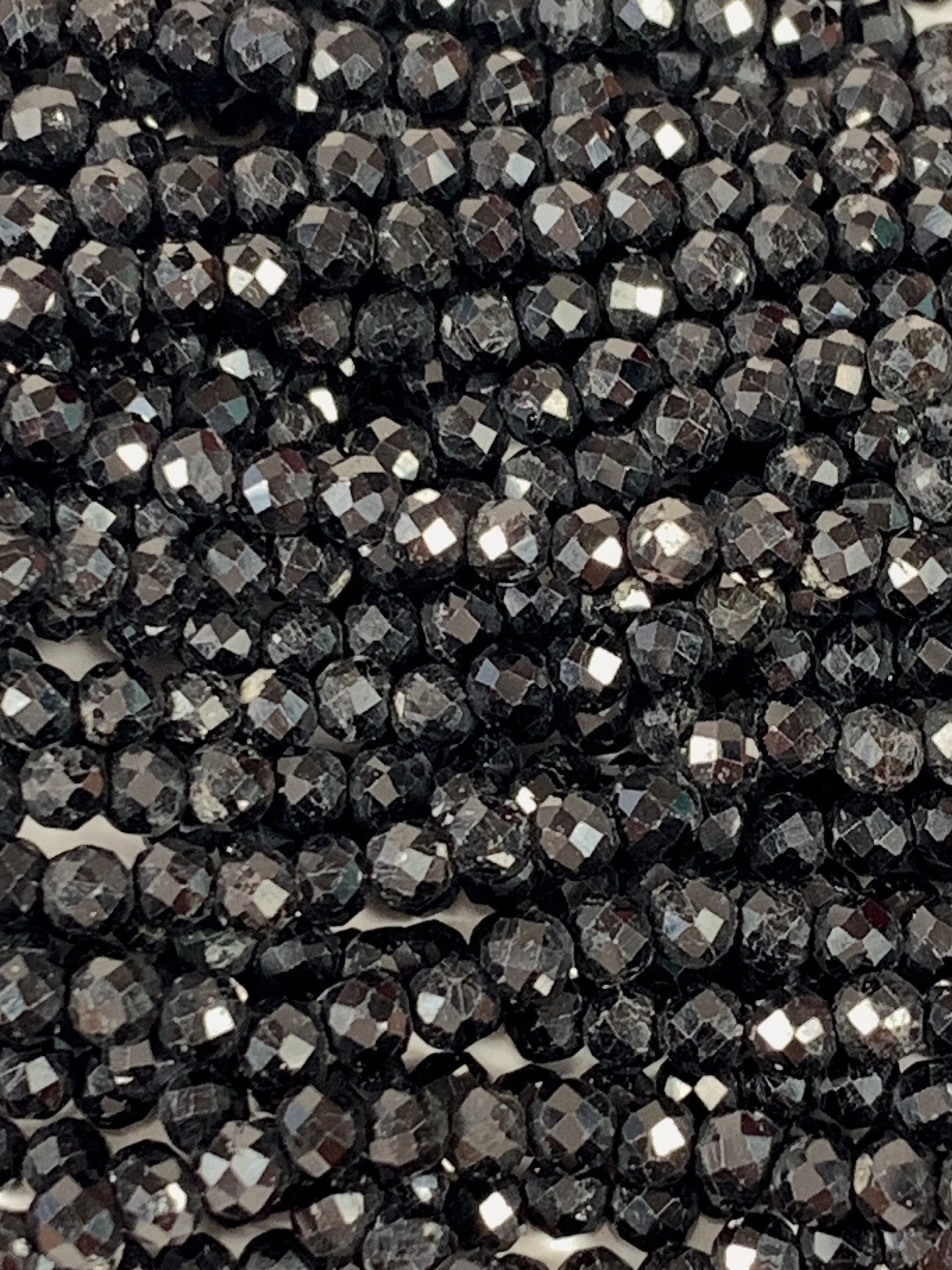 Grade AAA Genuine Natural Black Tourmaline Faceted Round Beads 15.5" Strand 2mm 3mm 4mm