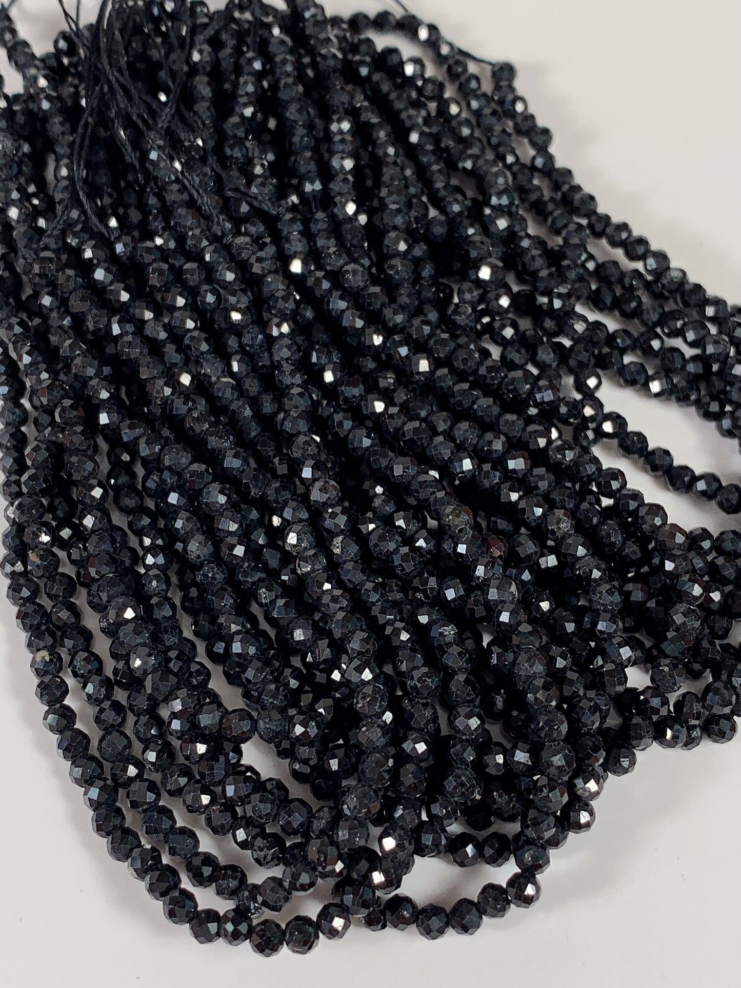 Grade AAA Genuine Natural Black Tourmaline Faceted Round Beads 15.5" Strand 2mm 3mm 4mm