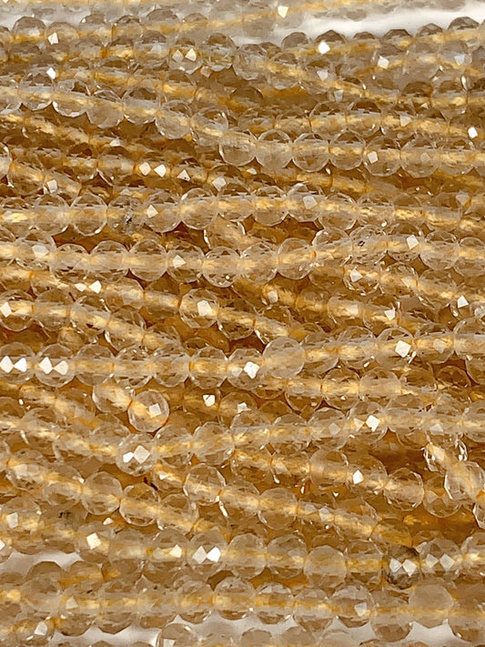 Faceted Lemon Quartz Beads: Natural Yellow Gemstone Strand (2mm 3mm 4mm)