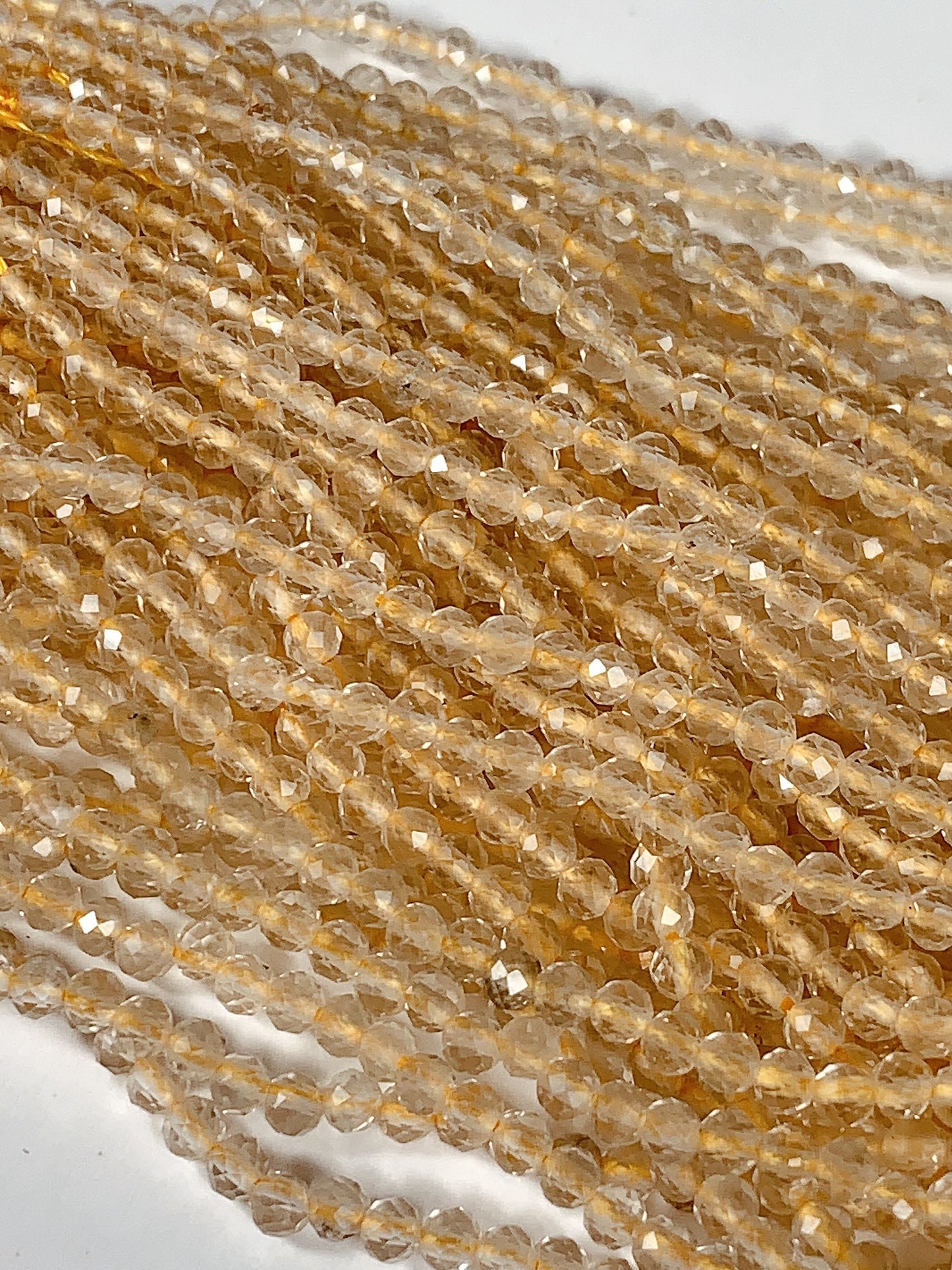 Faceted Lemon Quartz Beads: Natural Yellow Gemstone Strand (2mm 3mm 4mm)