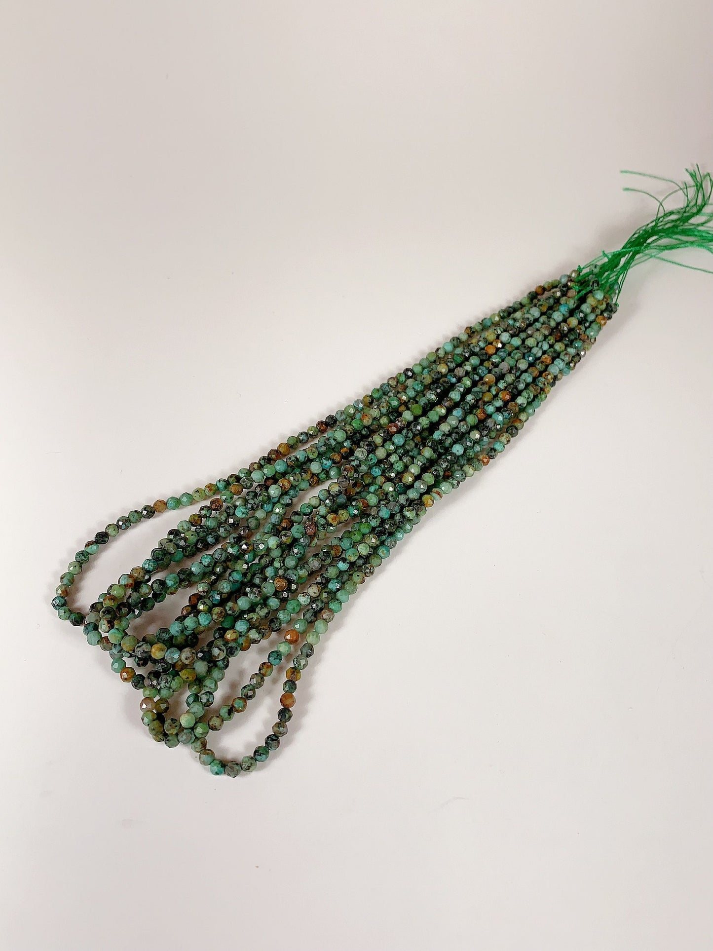 AAA African Natural Turquoise Faceted Round Beads Gemstone Strand 15.5"