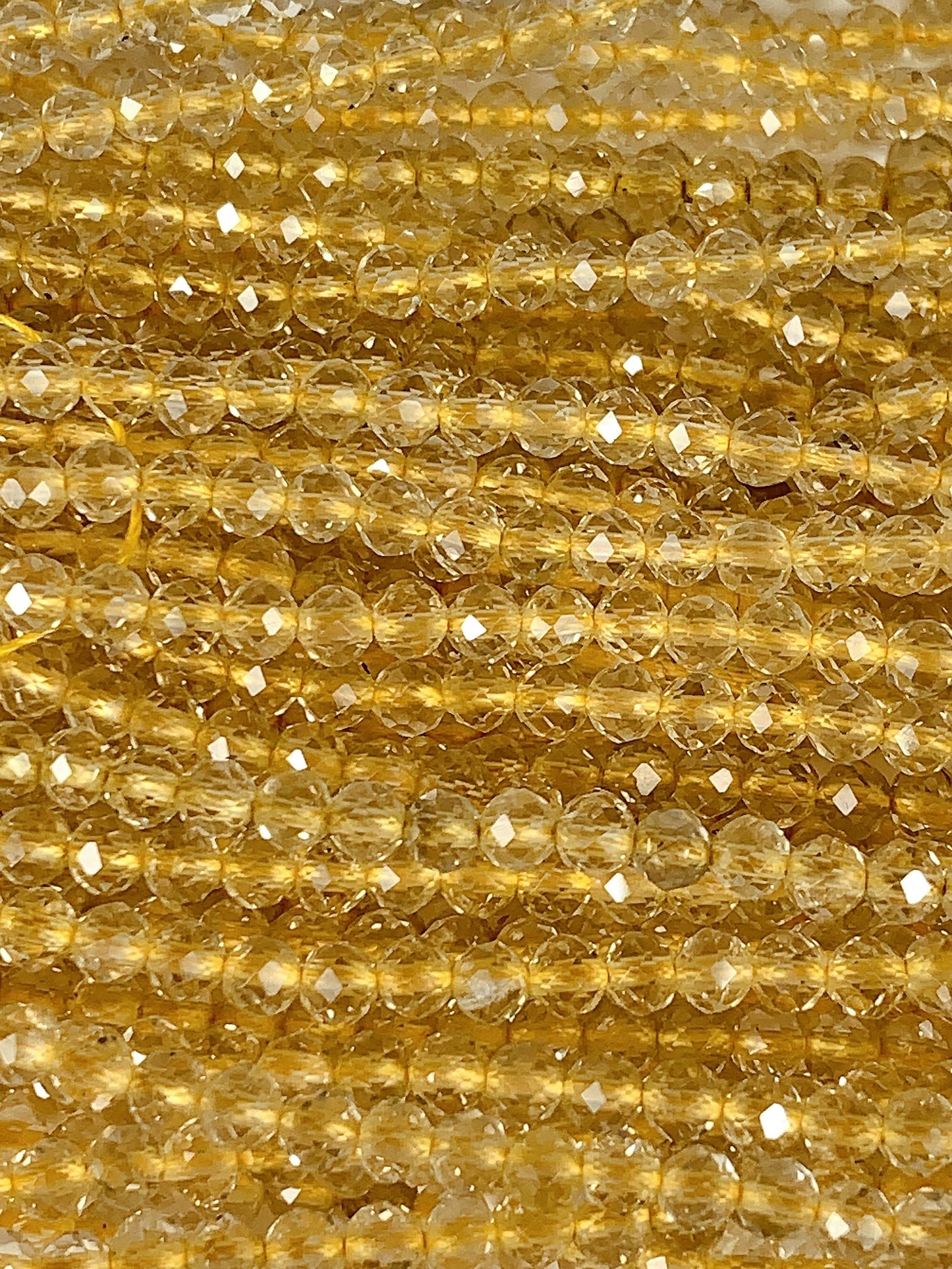 AAA Natural Citrine Faceted Round Beads: Yellow Gemstone Strand (2mm 3mm 4mm)