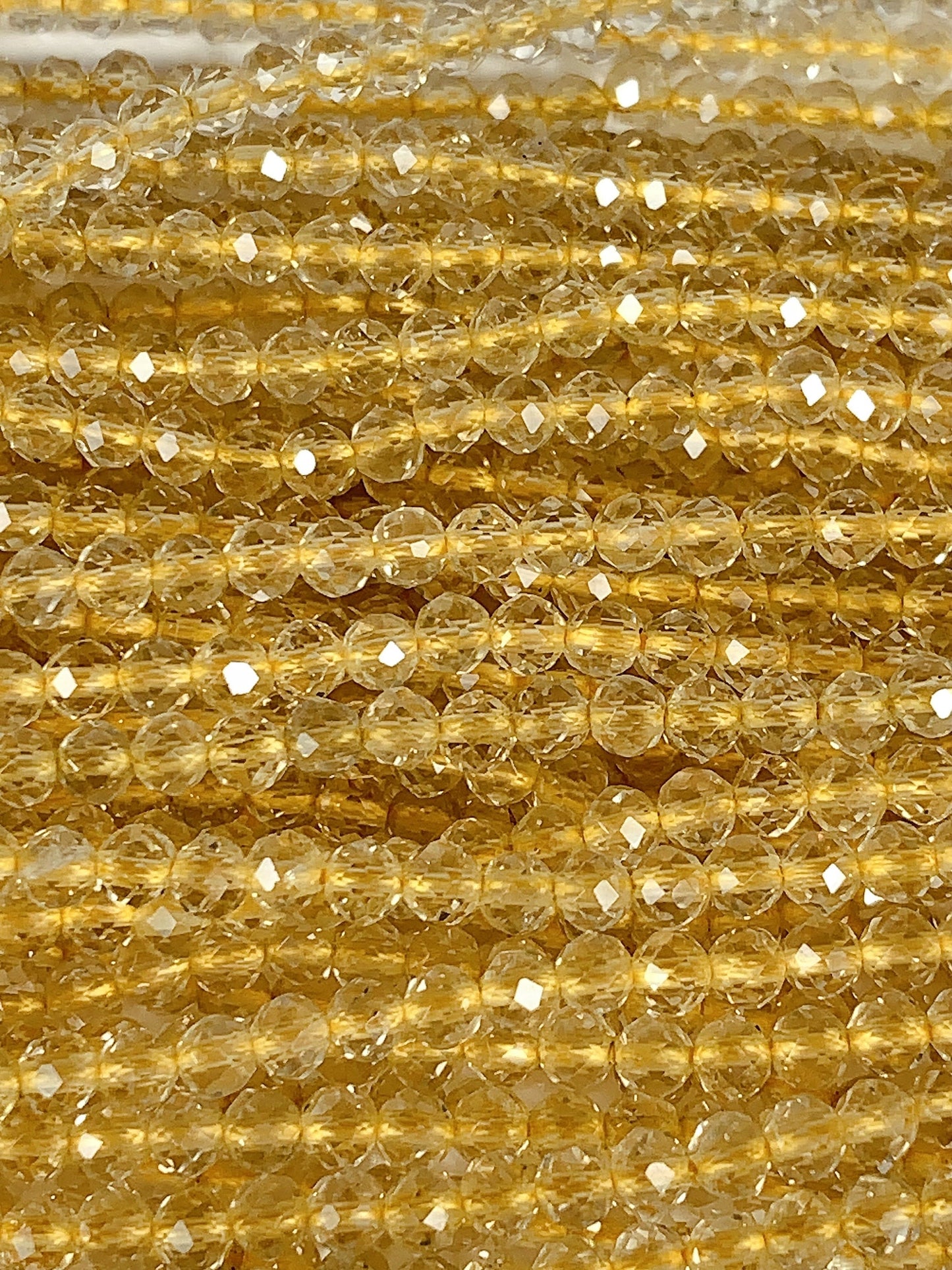 AAA Natural Citrine Faceted Round Beads: Yellow Gemstone Strand (2mm 3mm 4mm)