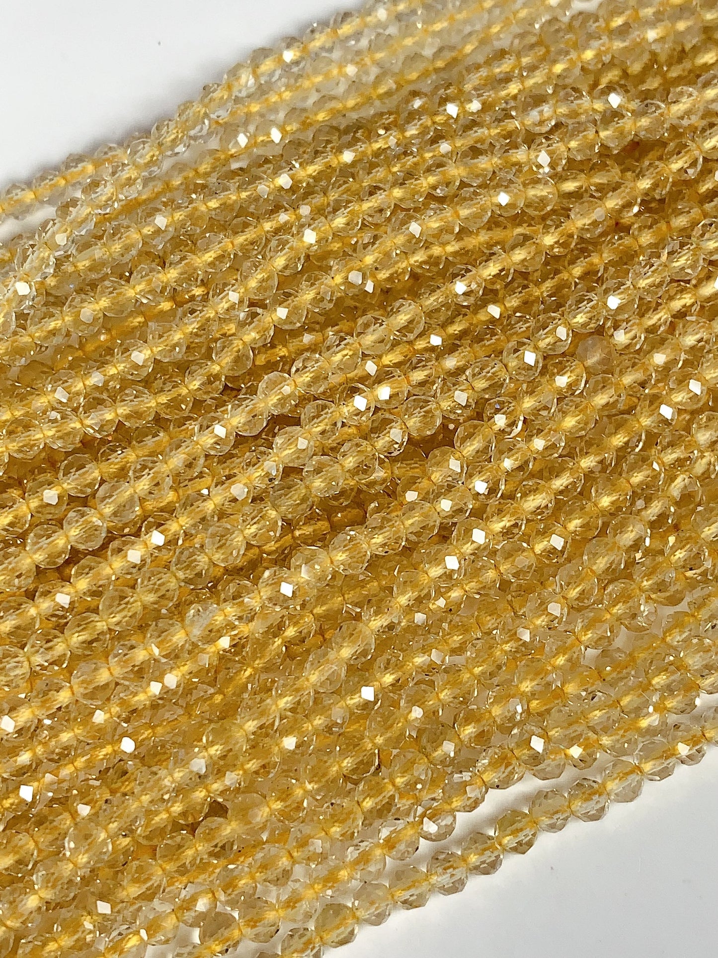 AAA Natural Citrine Faceted Round Beads: Yellow Gemstone Strand (2mm 3mm 4mm)
