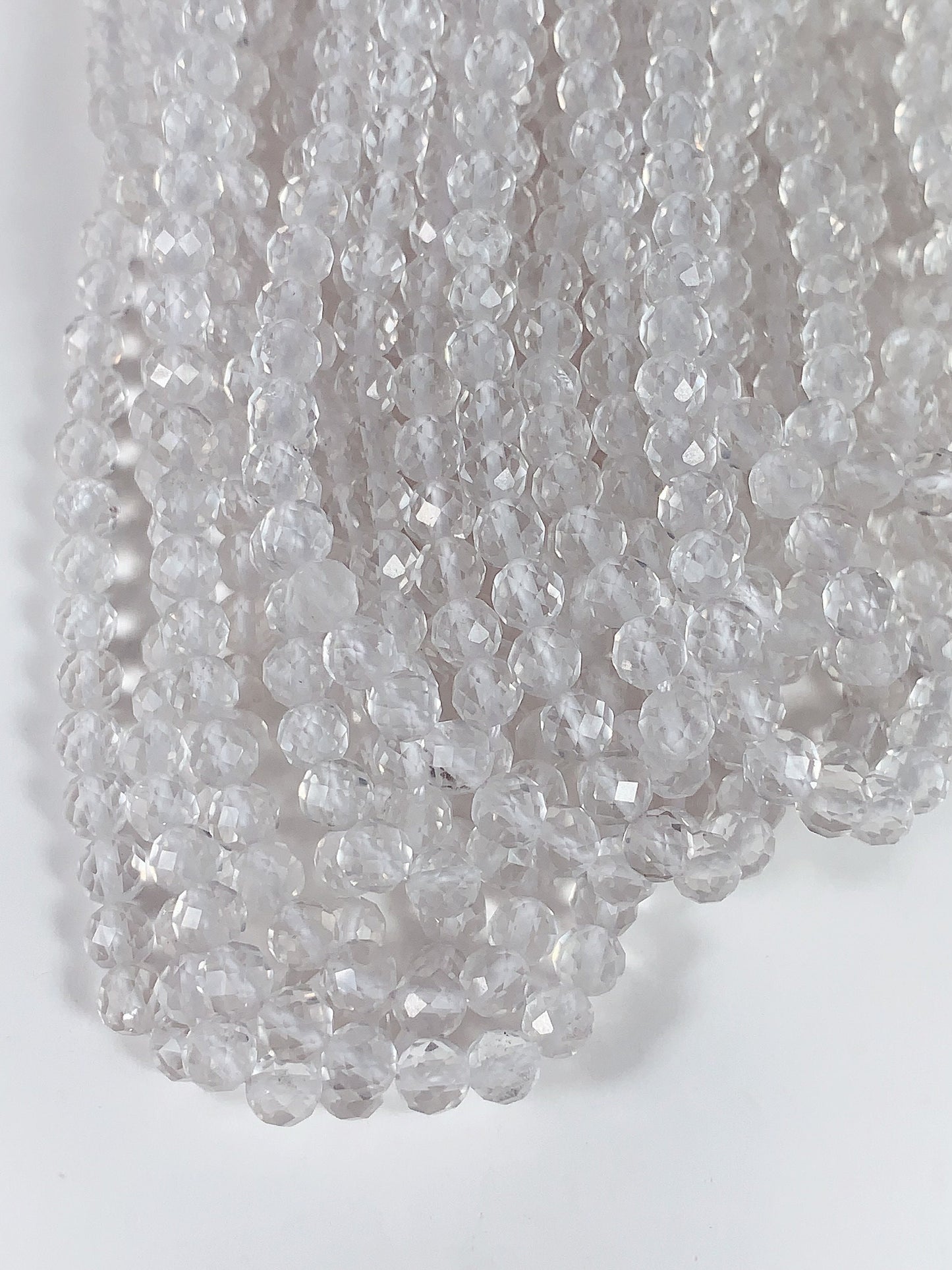 AAA White Clear Quartz Crystal Faceted Round Beads: Natural Gemstone Strand 15.5 (2mm 3mm 4mm)