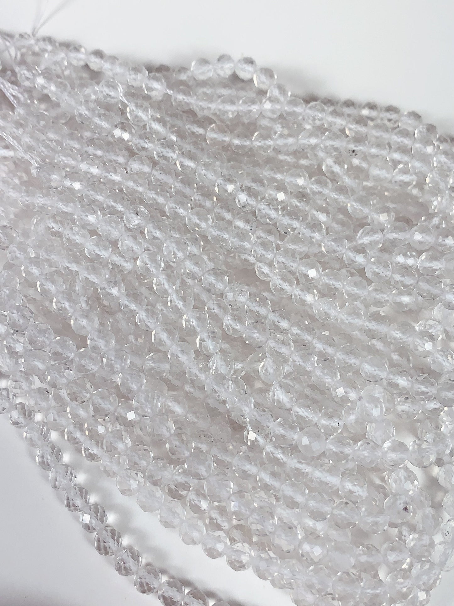 AAA White Clear Quartz Crystal Faceted Round Beads: Natural Gemstone Strand 15.5 (2mm 3mm 4mm)