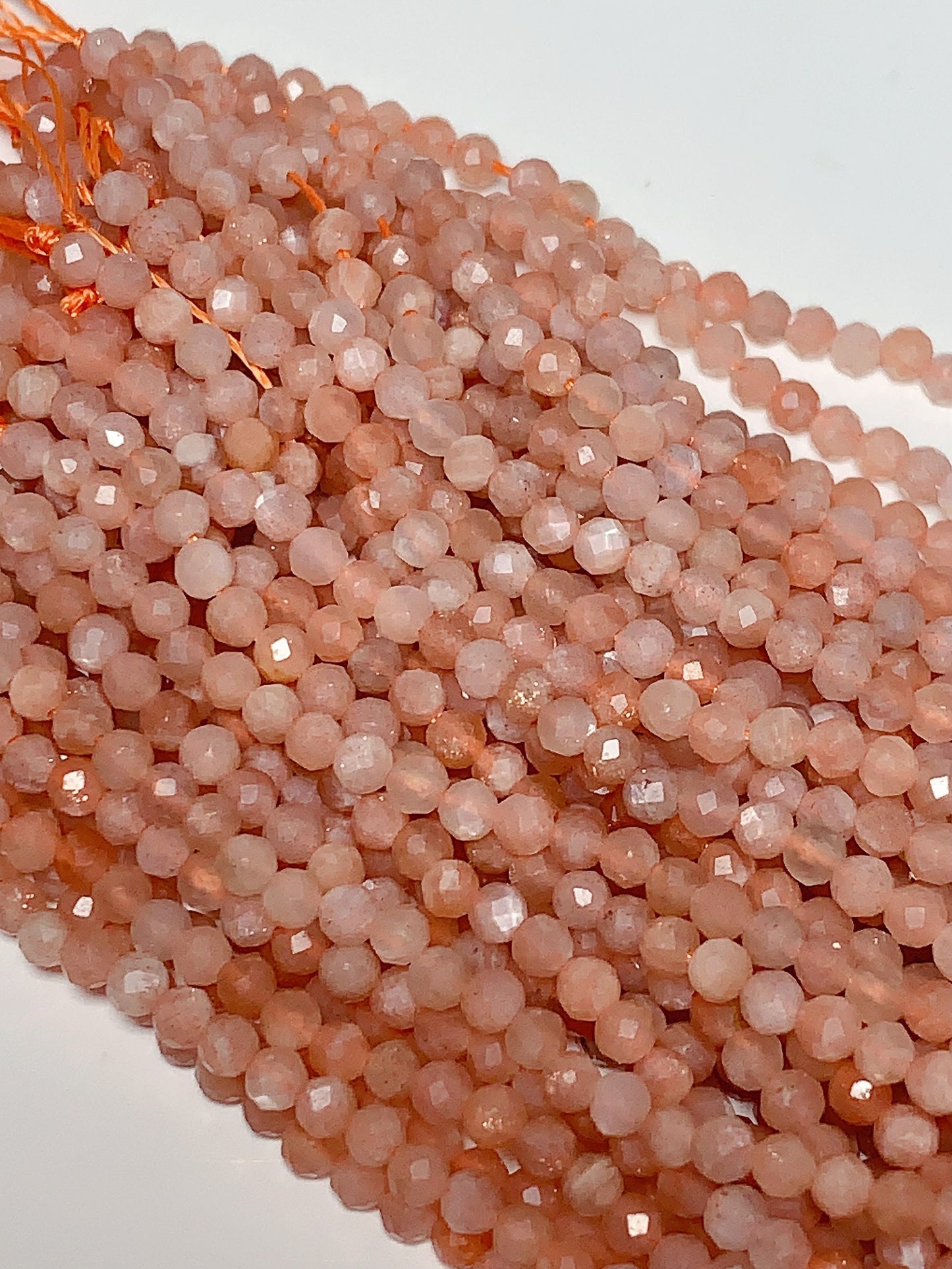Genuine Natural Light Orange Golden Sunstone Faceted Round Beads 15.5" Strand 2mm 3mm 4mm