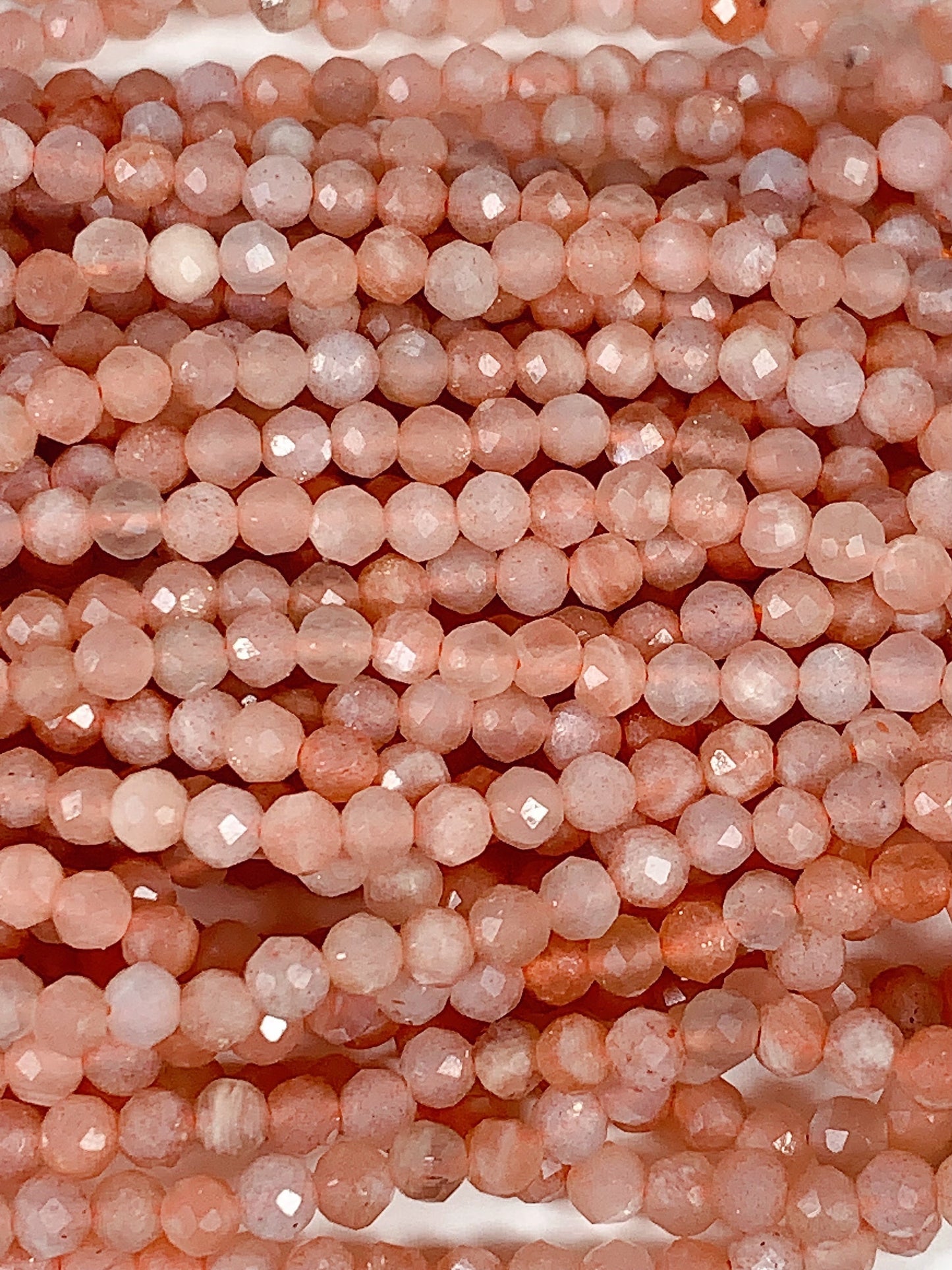 Genuine Natural Light Orange Golden Sunstone Faceted Round Beads 15.5" Strand 2mm 3mm 4mm