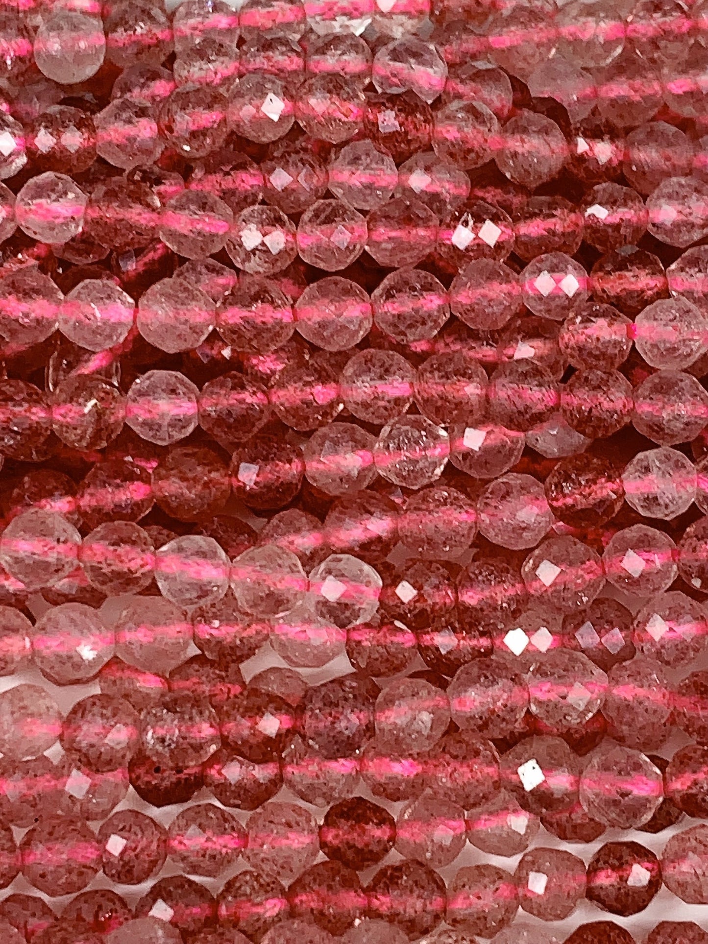 AAA Faceted Red Strawberry Quartz Beads: Natural Gemstone Strand (15.5")