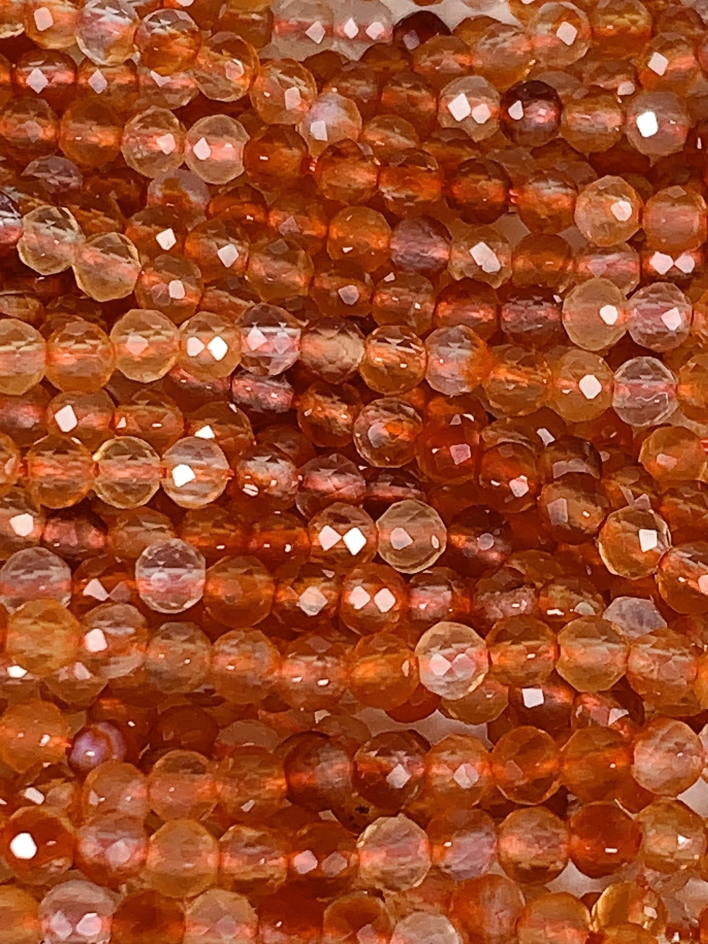 AAA Orange Red Agate Faceted Round Beads: 2mm 3mm 4mm, 15.5" Strand