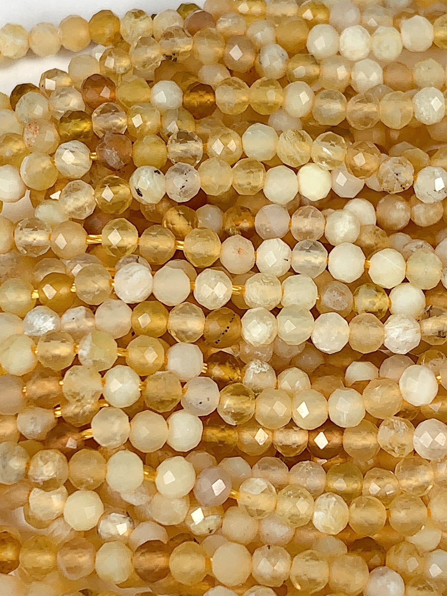 Genuine Natural Yellow Golden Opal Faceted Round Beads 15.5" Strand 2mm 3mm 4mm
