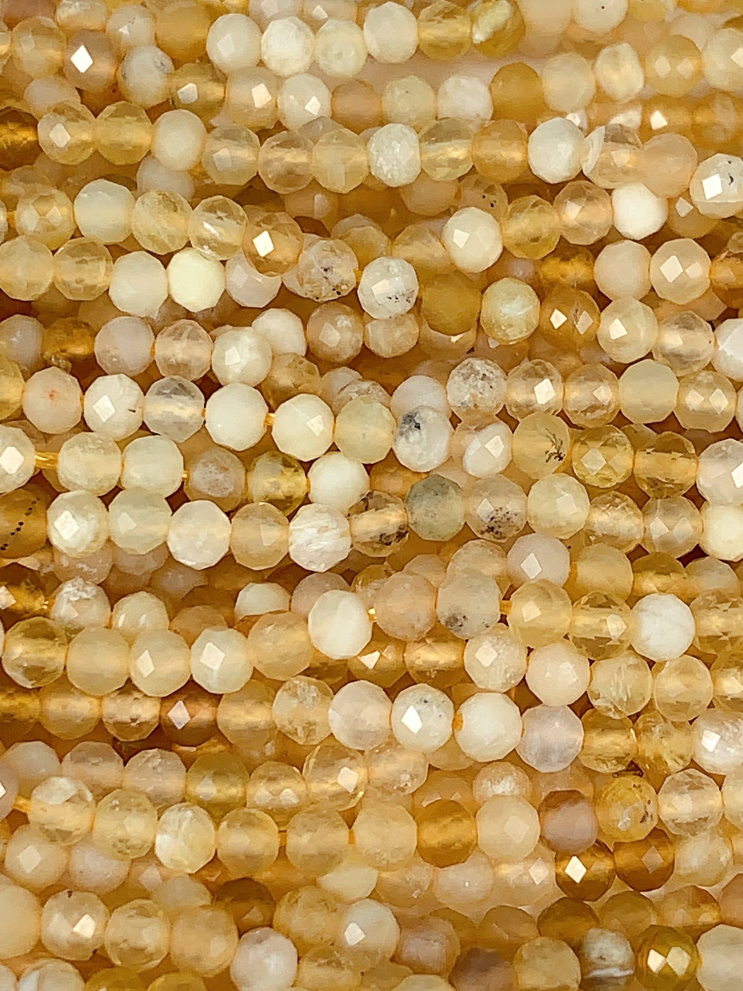 Genuine Natural Yellow Golden Opal Faceted Round Beads 15.5" Strand 2mm 3mm 4mm