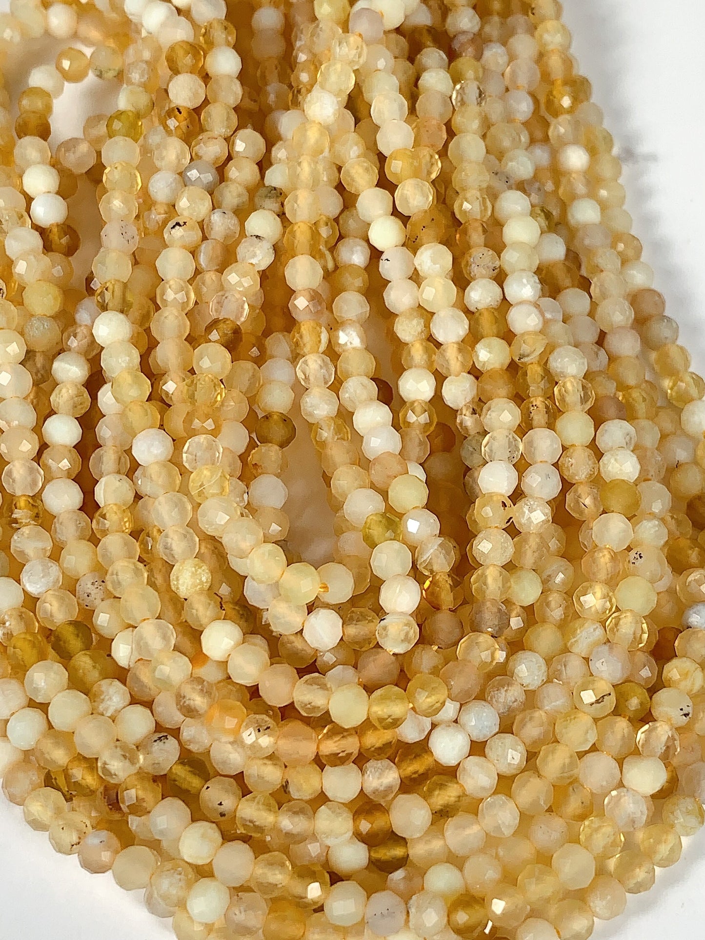 Genuine Natural Yellow Golden Opal Faceted Round Beads 15.5" Strand 2mm 3mm 4mm