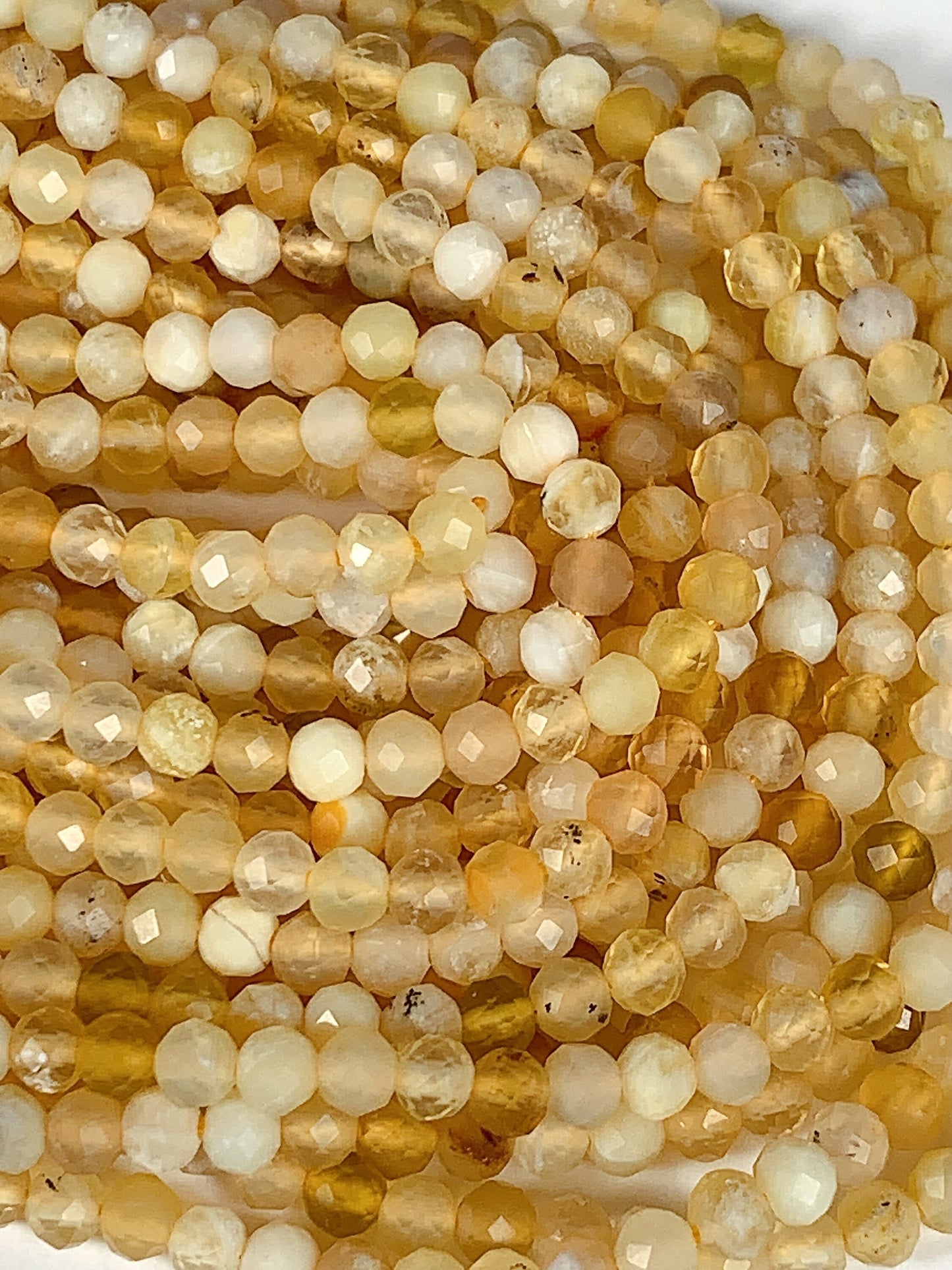 Genuine Natural Yellow Golden Opal Faceted Round Beads 15.5" Strand 2mm 3mm 4mm