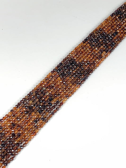 AAA Natural Yellow Brown Tourmaline Faceted Round Beads - 15.5" Strand